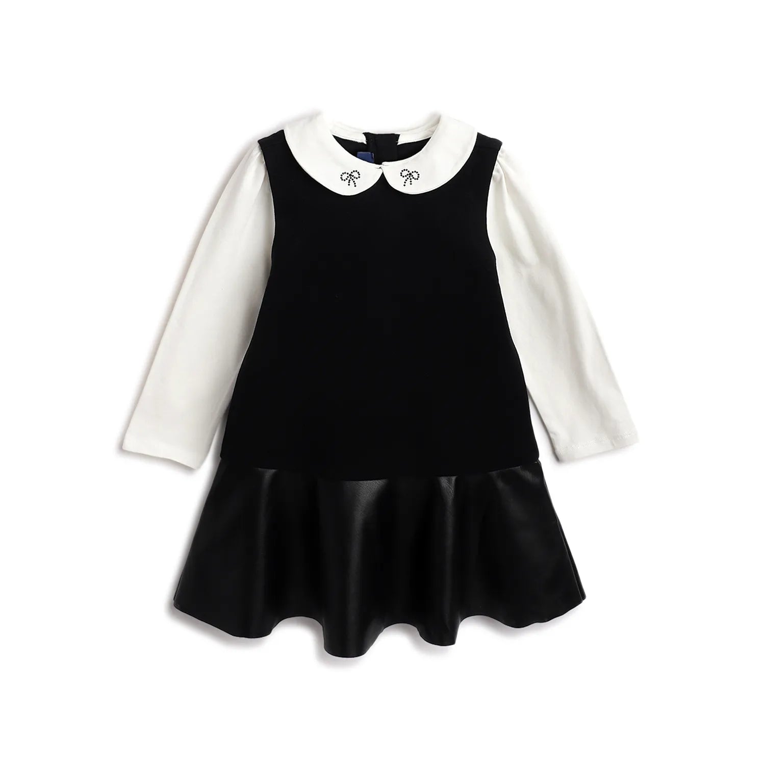 Girls Black & White Solid Dress
