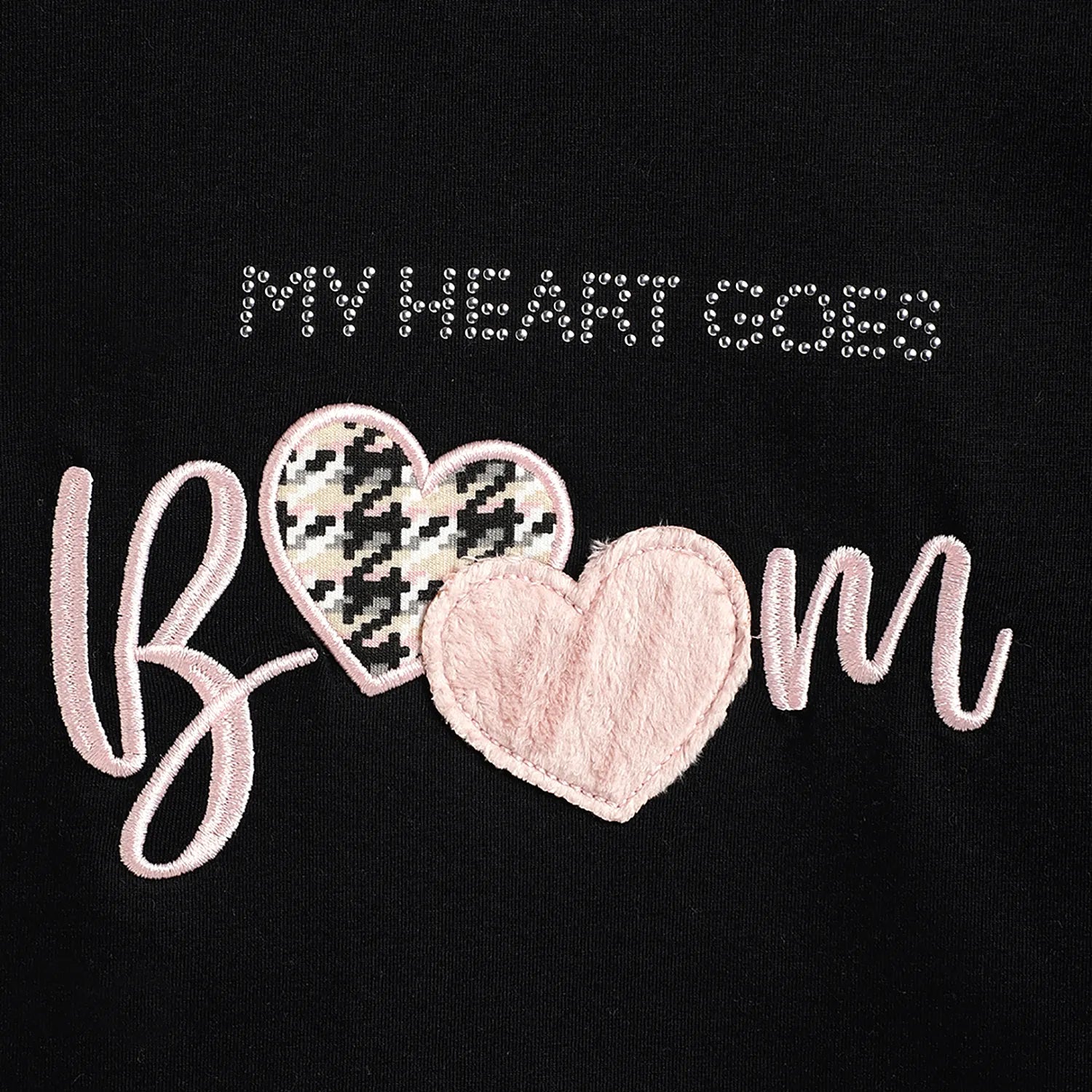 Girls Black Typography Printed T- Shirt