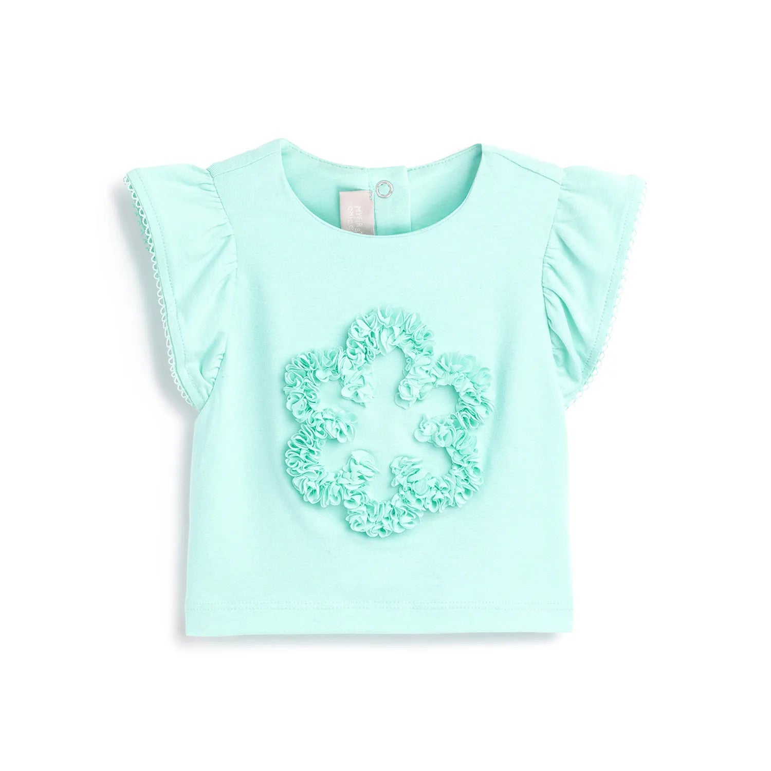 Girls Blue Cap Sleeves T-shirt