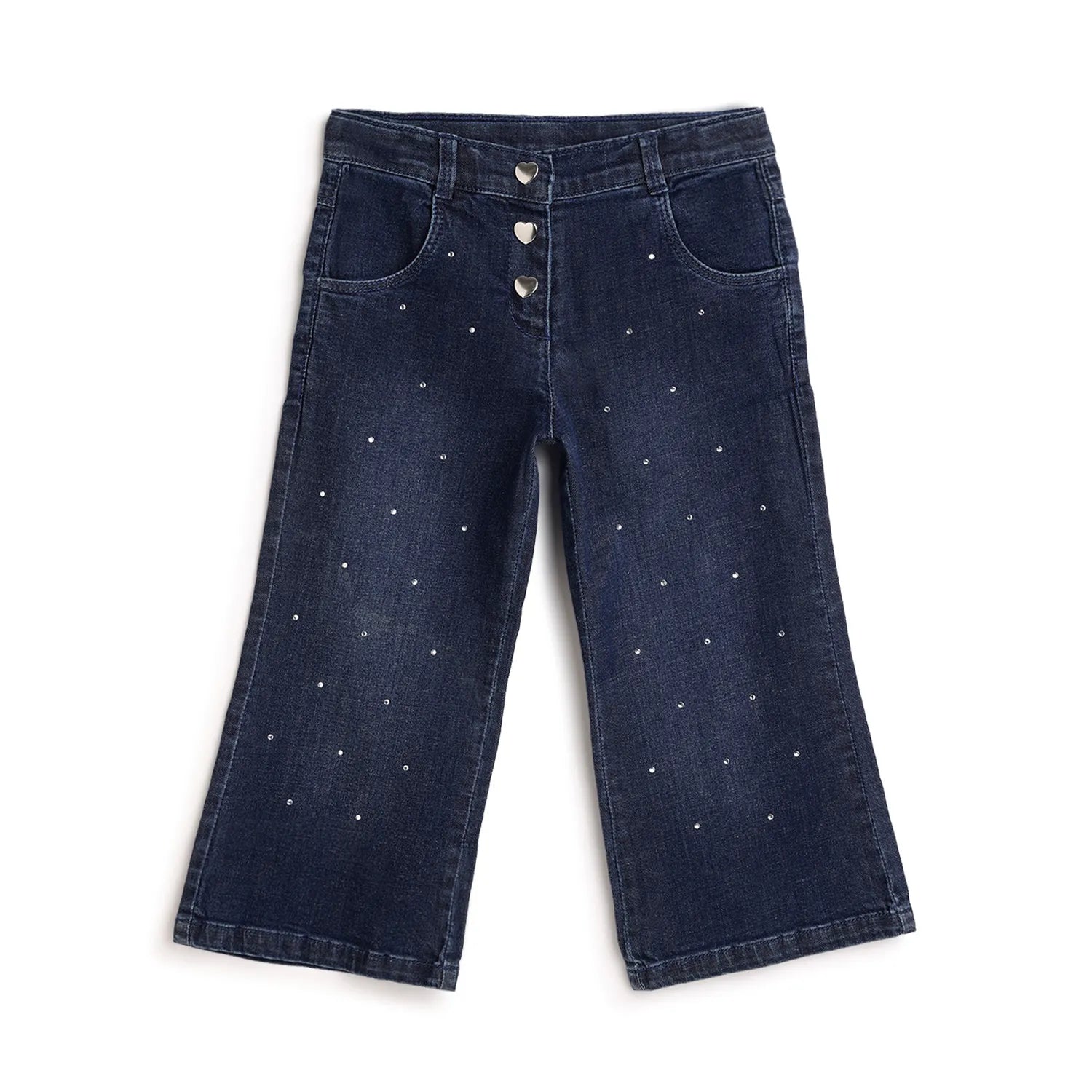 Girls Blue Solid Jeans