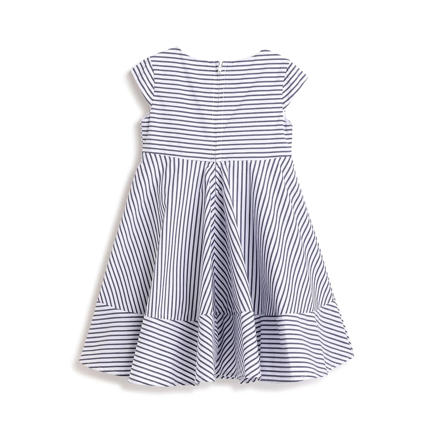 Girls Blue Striped A-Line Dress