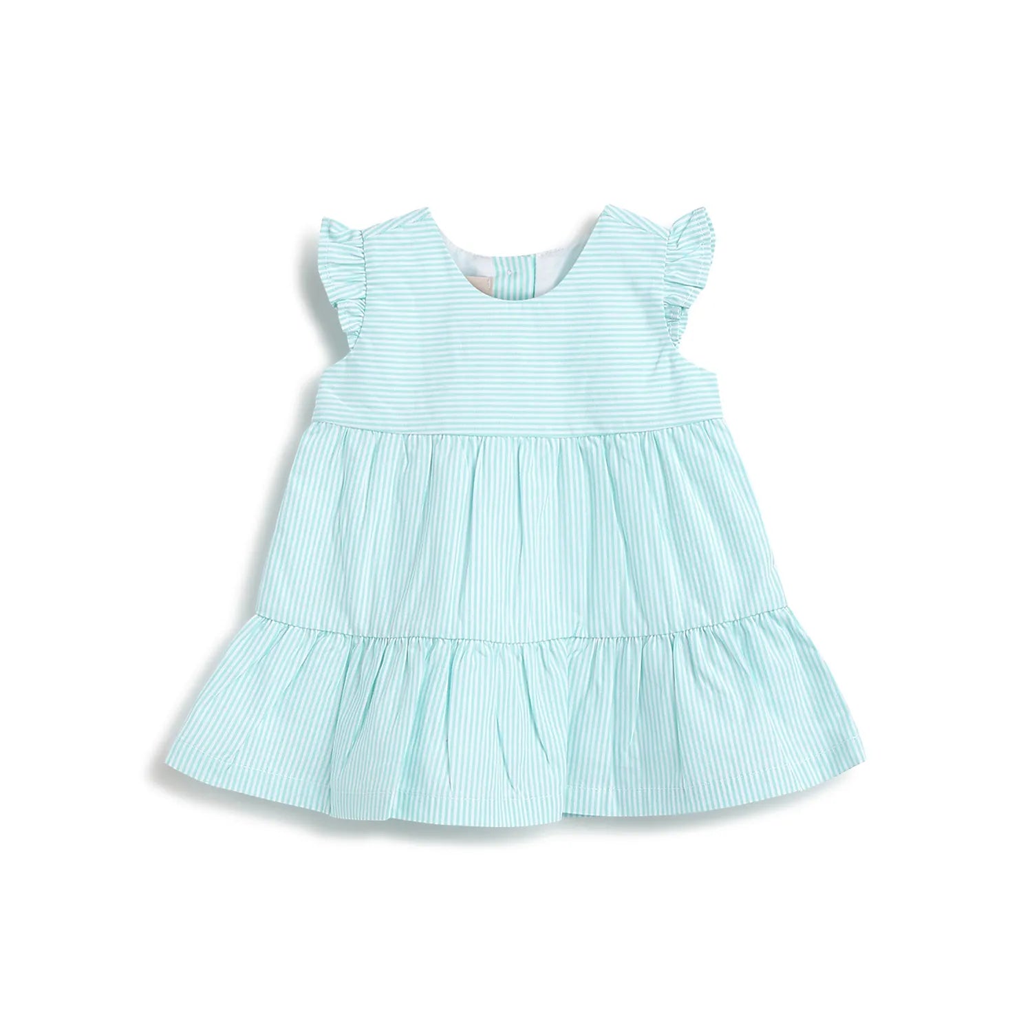Girls Blue Striped Fit & Flare Dress