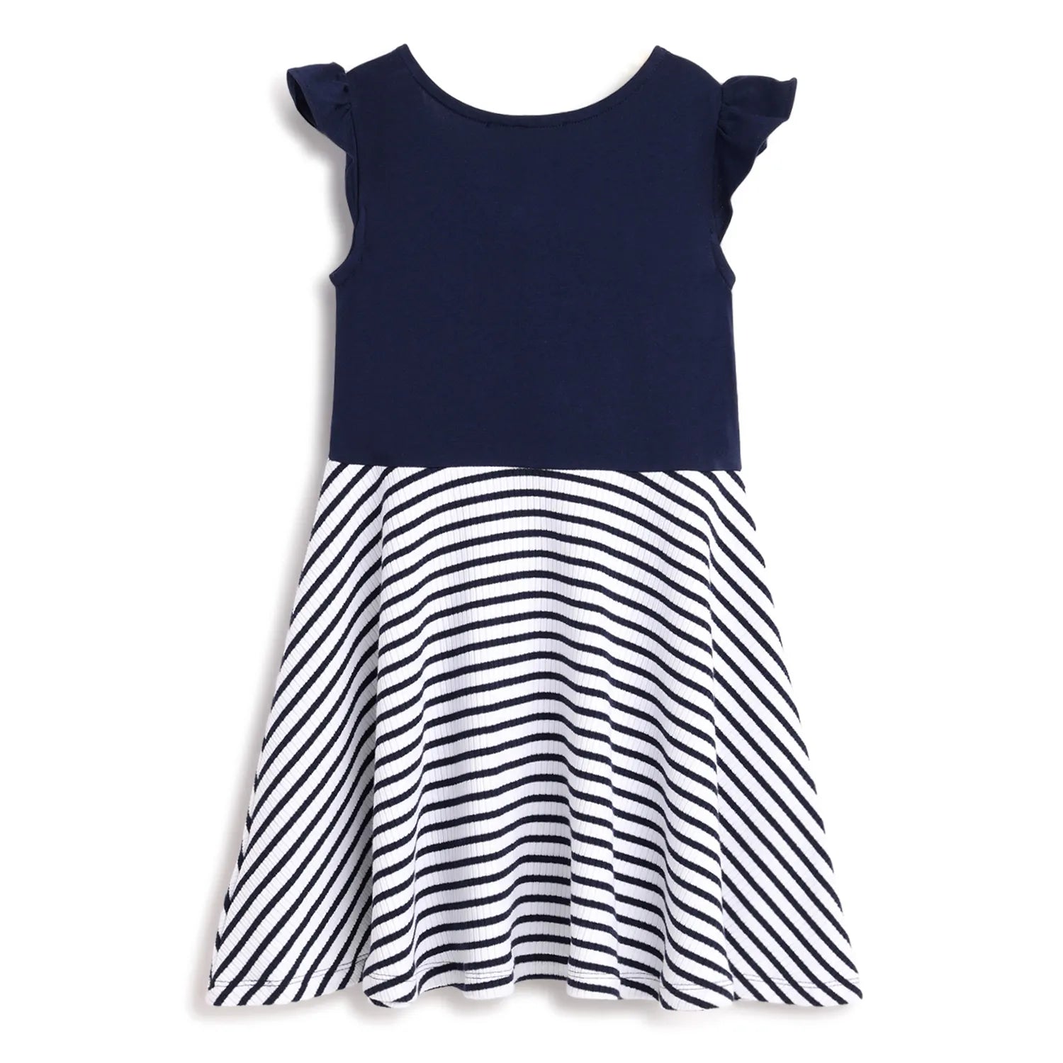 Girls Blue Striped Fit & Flare Dress