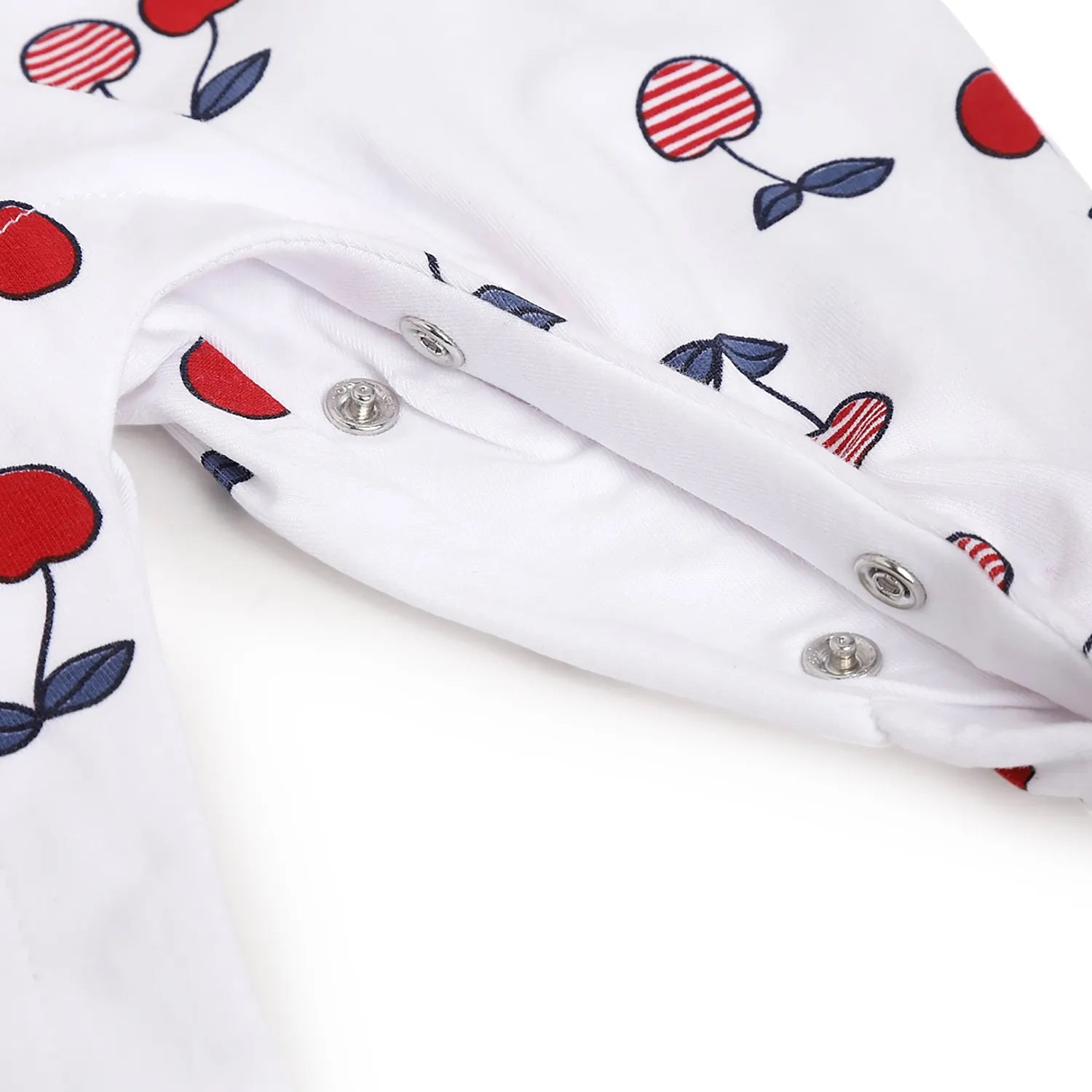 Girls Cherry Printed Leg Opening Babysuit