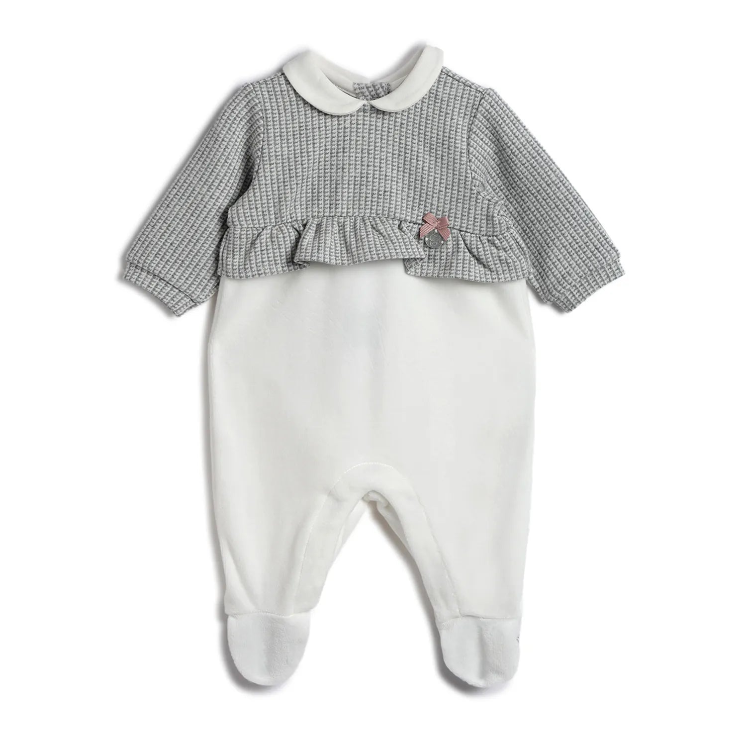 Girls Grey Colourblocked Leg Opening Babysuit