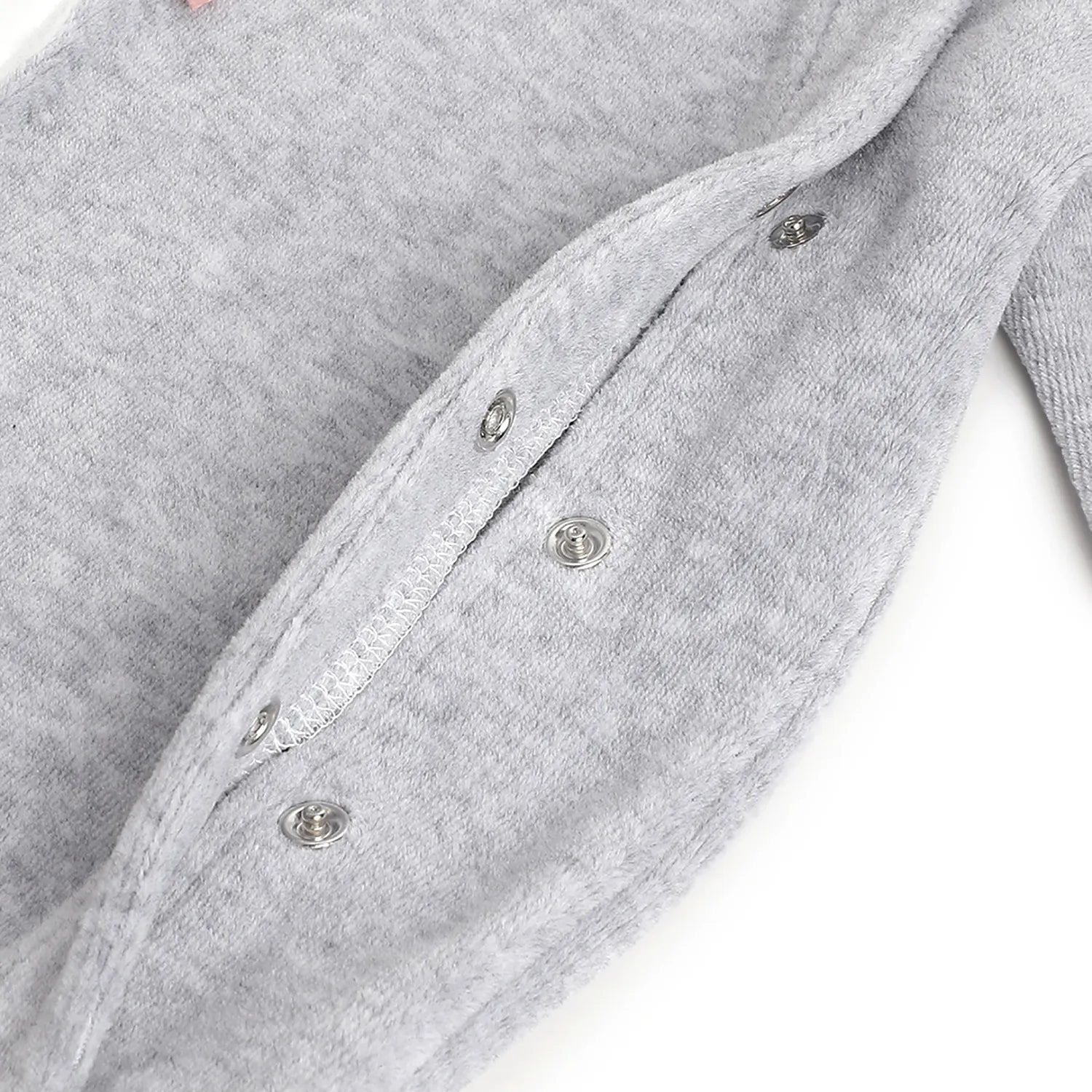 Girls Grey Embroidered Front Opening Babysuit