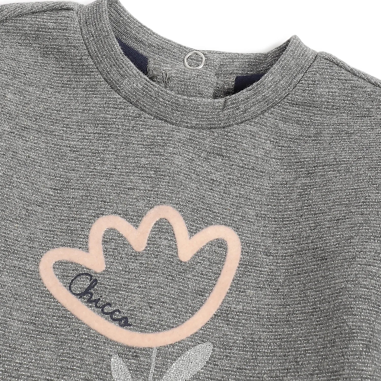 Girls Grey Floral Printed Sweatshirt with Leggings