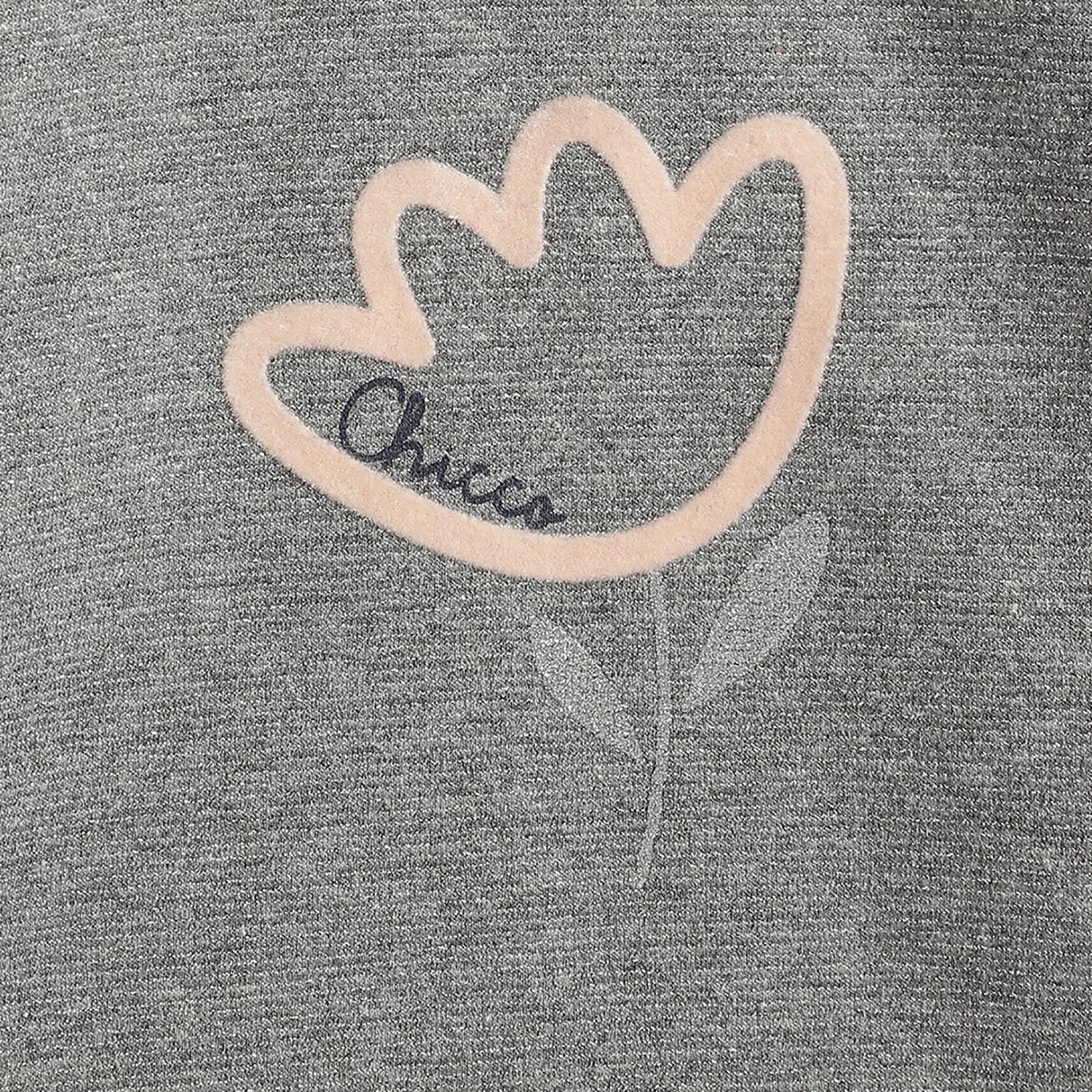 Girls Grey Floral Printed Sweatshirt with Leggings