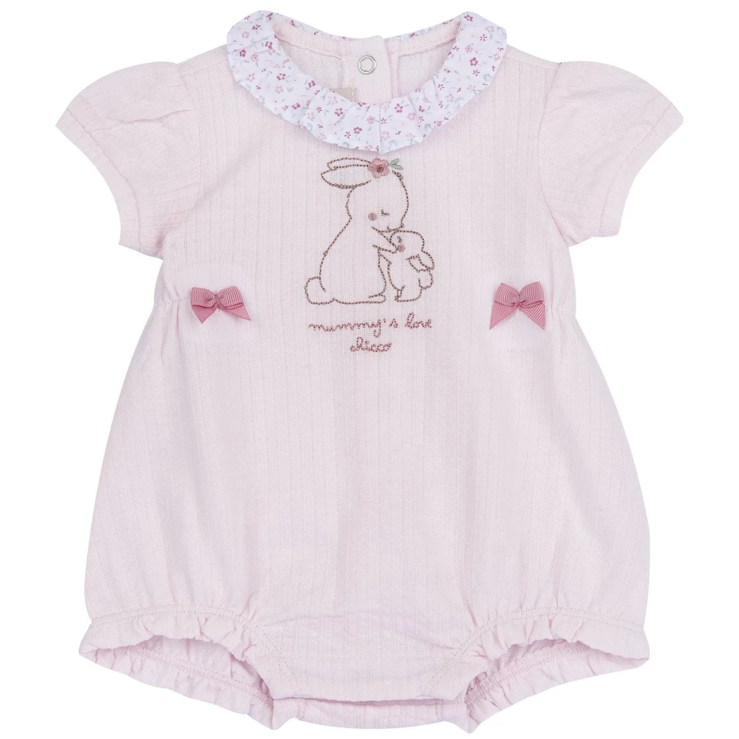 Girls Light Pink Embroidered Romper