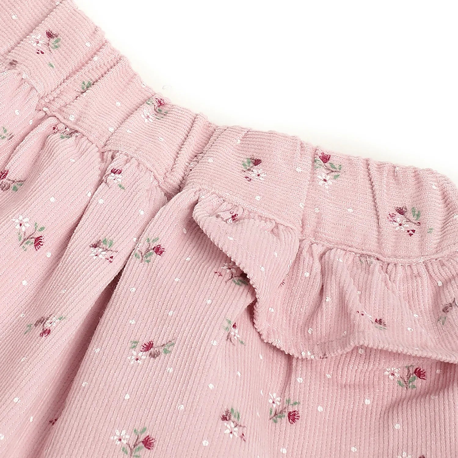 Girls Light Pink Floral Printed Skirt