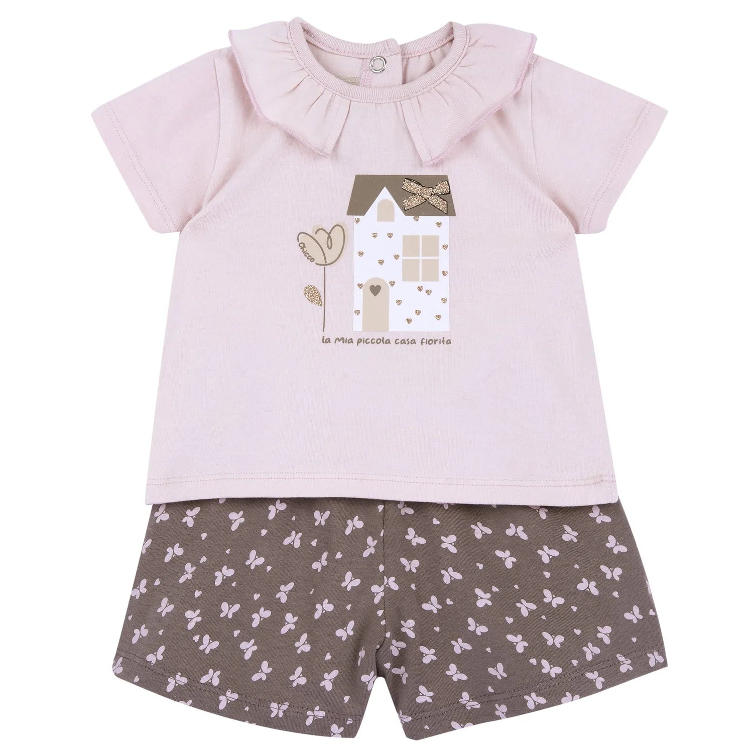 Girls Light Pink Graphic Printed T-Shirt with Shorts