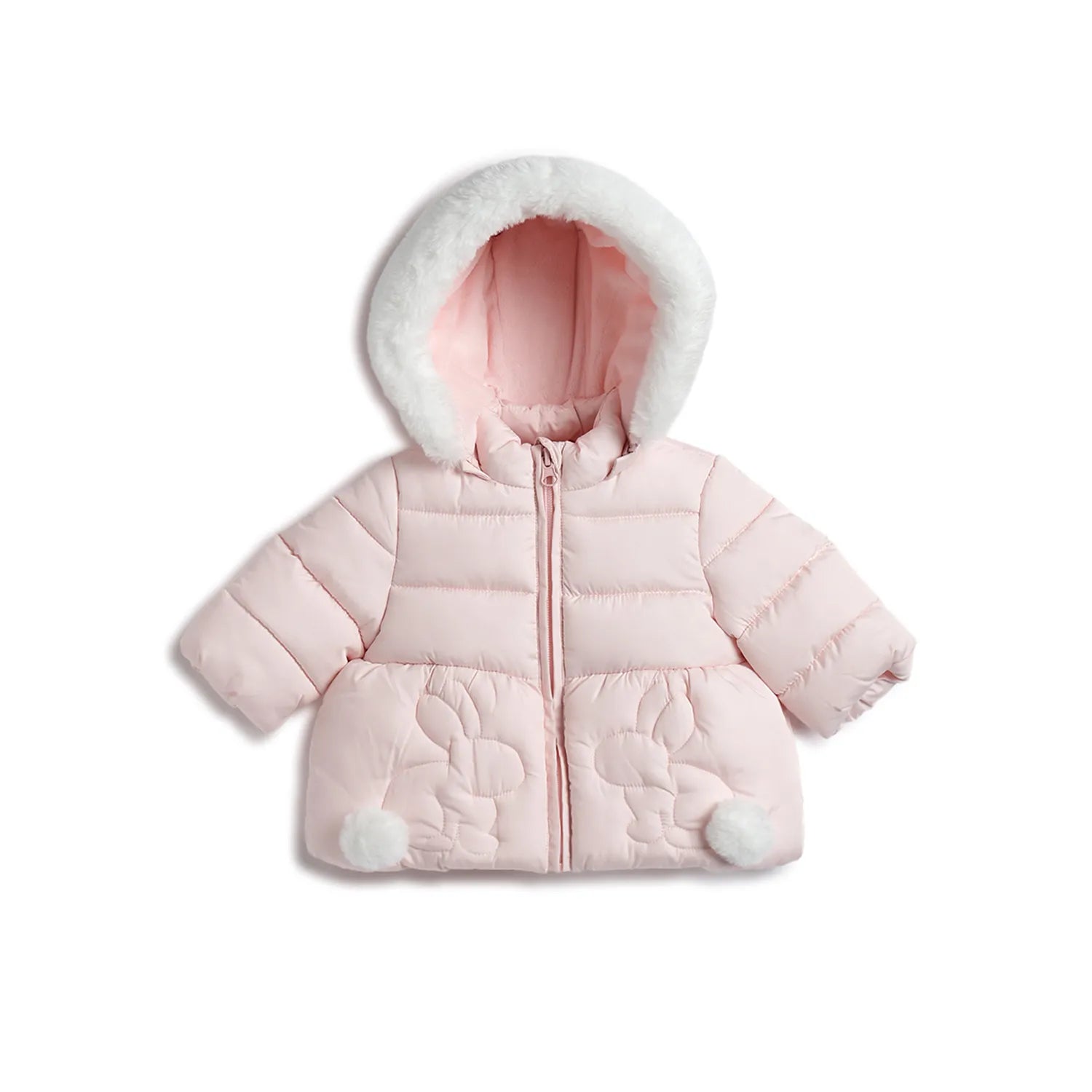 Girls Light Pink Padded Hooded Jacket