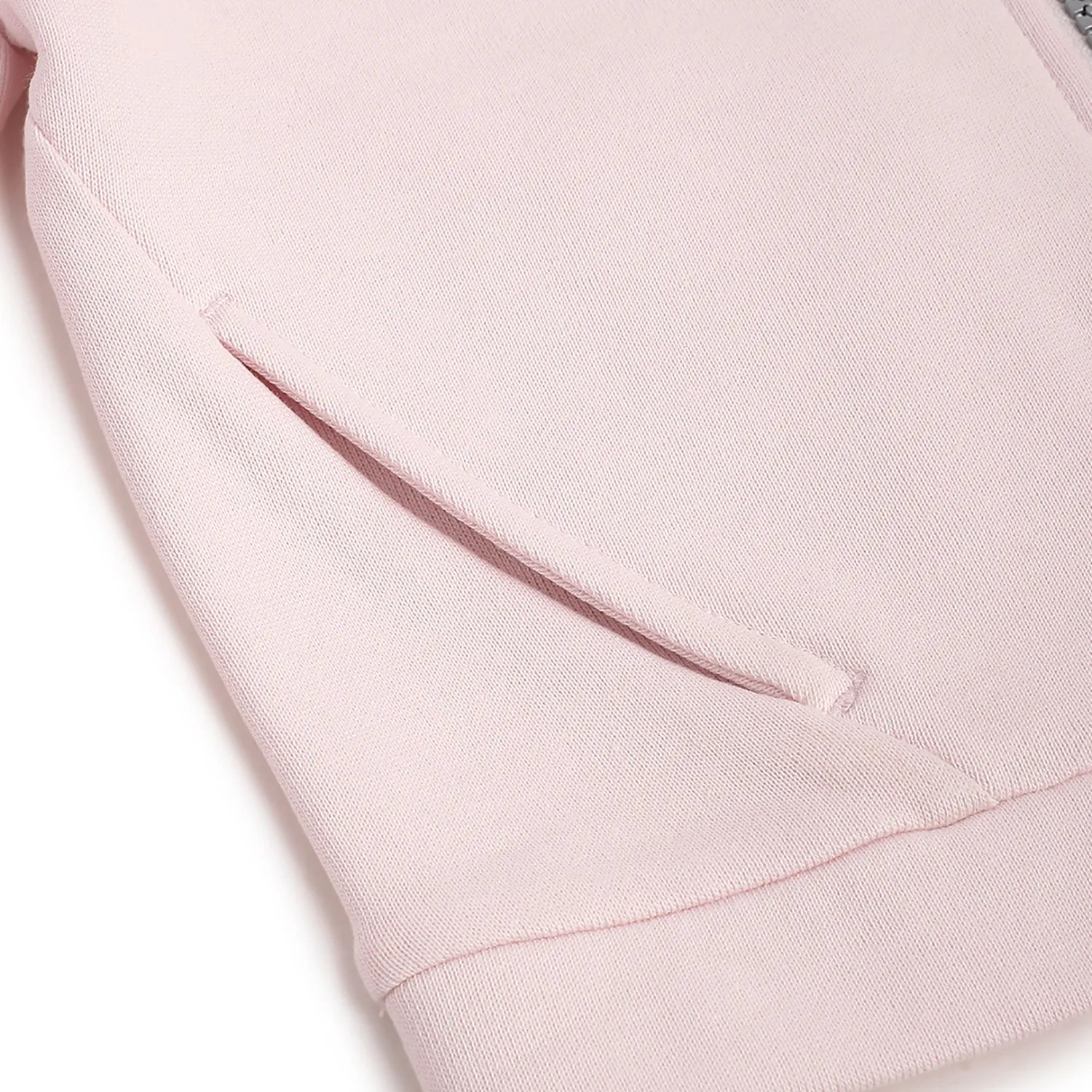 Girls Light Pink Printed Cardigan