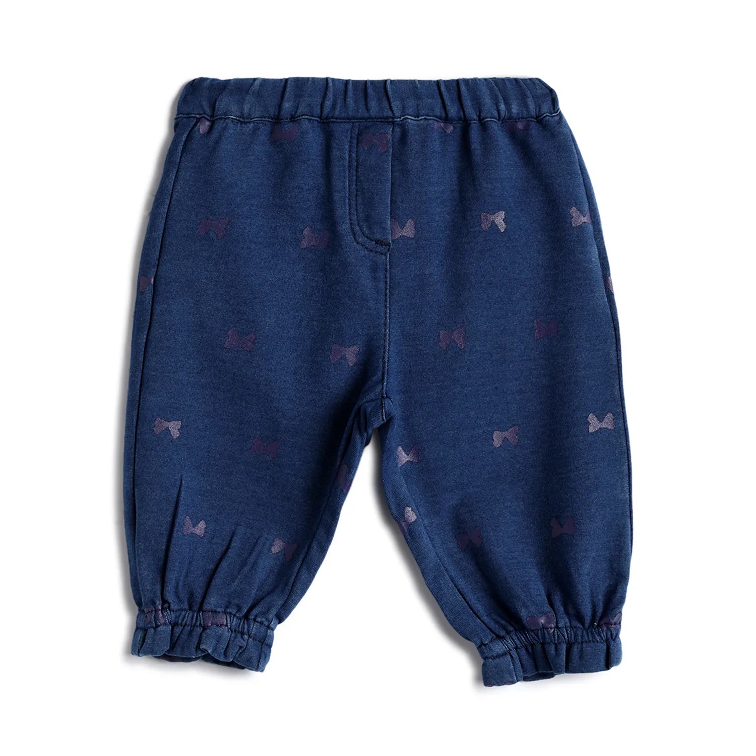 Girls Medium Blue Printed Joggers