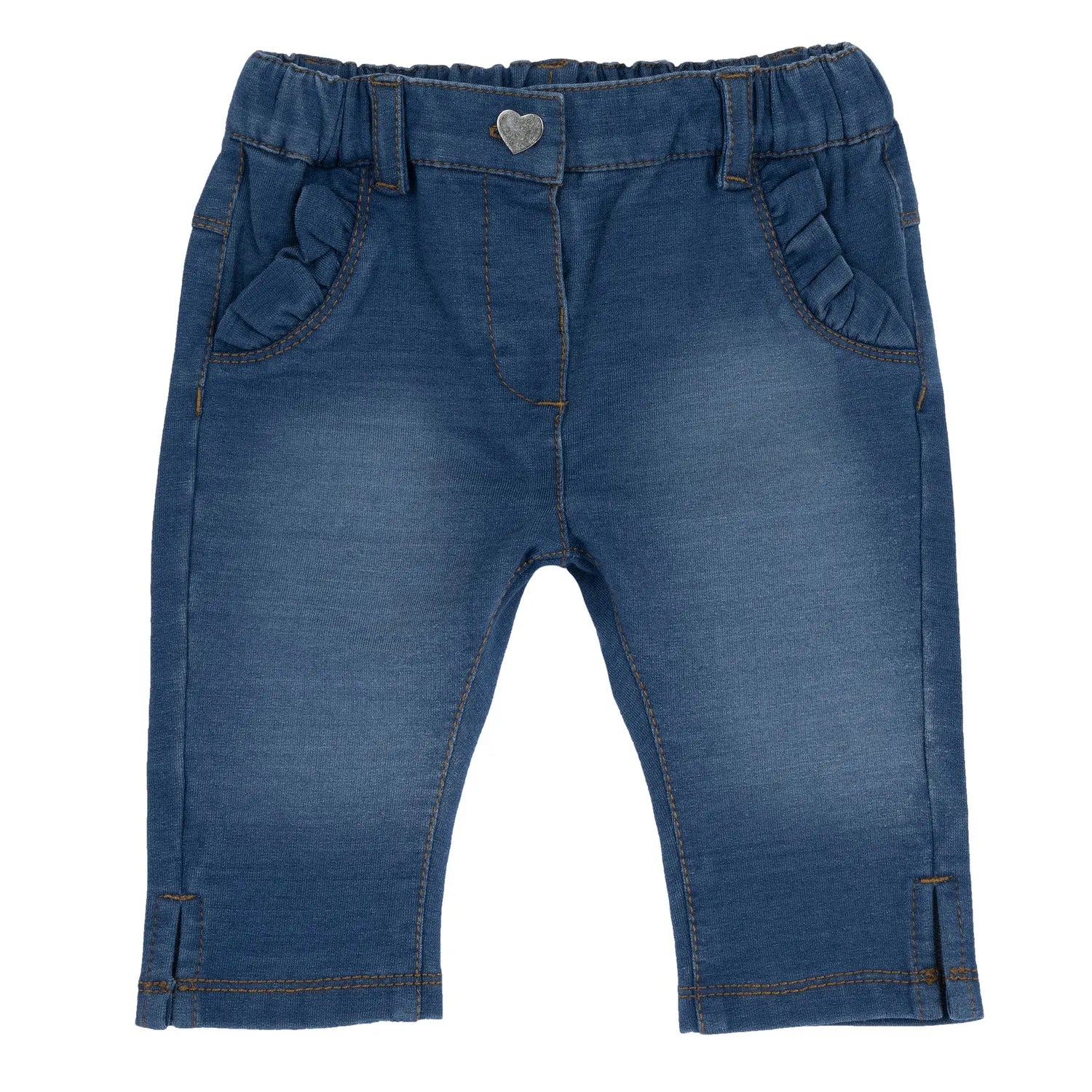 Girls Medium Blue Solid Jeans