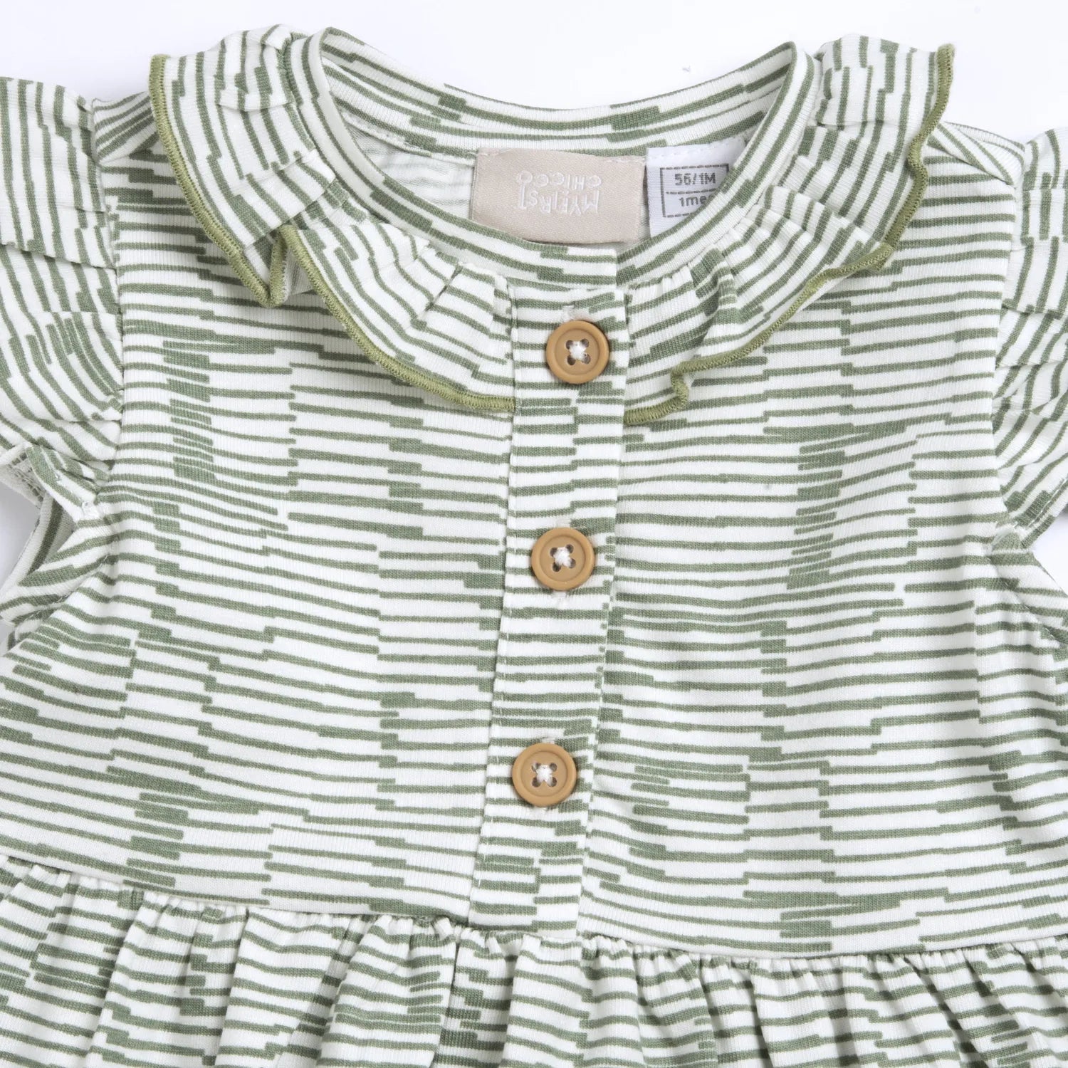 Girls Medium Green Striped Dress