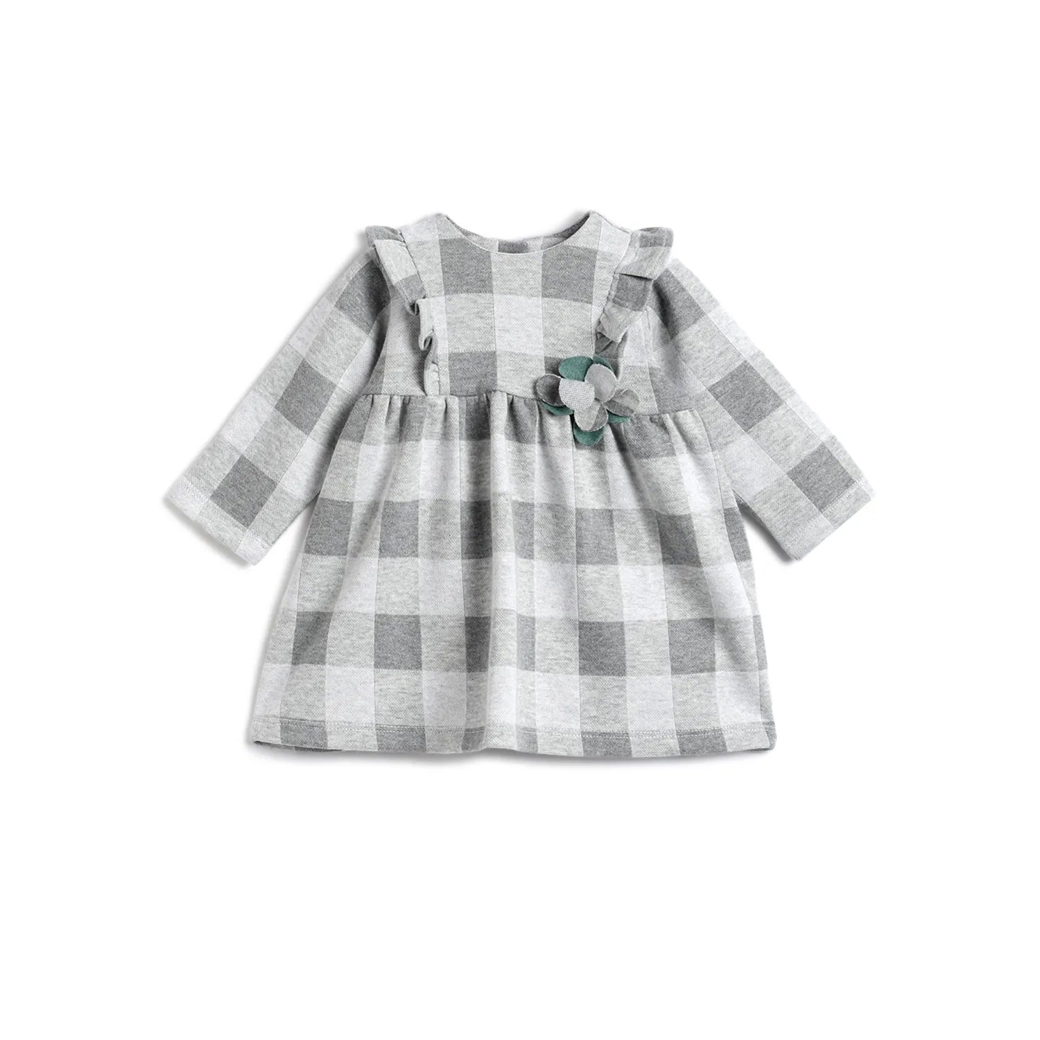 Girls Medium Grey Checked Dress