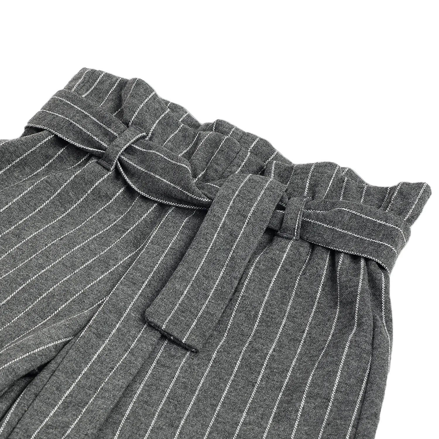 Girls Medium Grey Striped Trousers