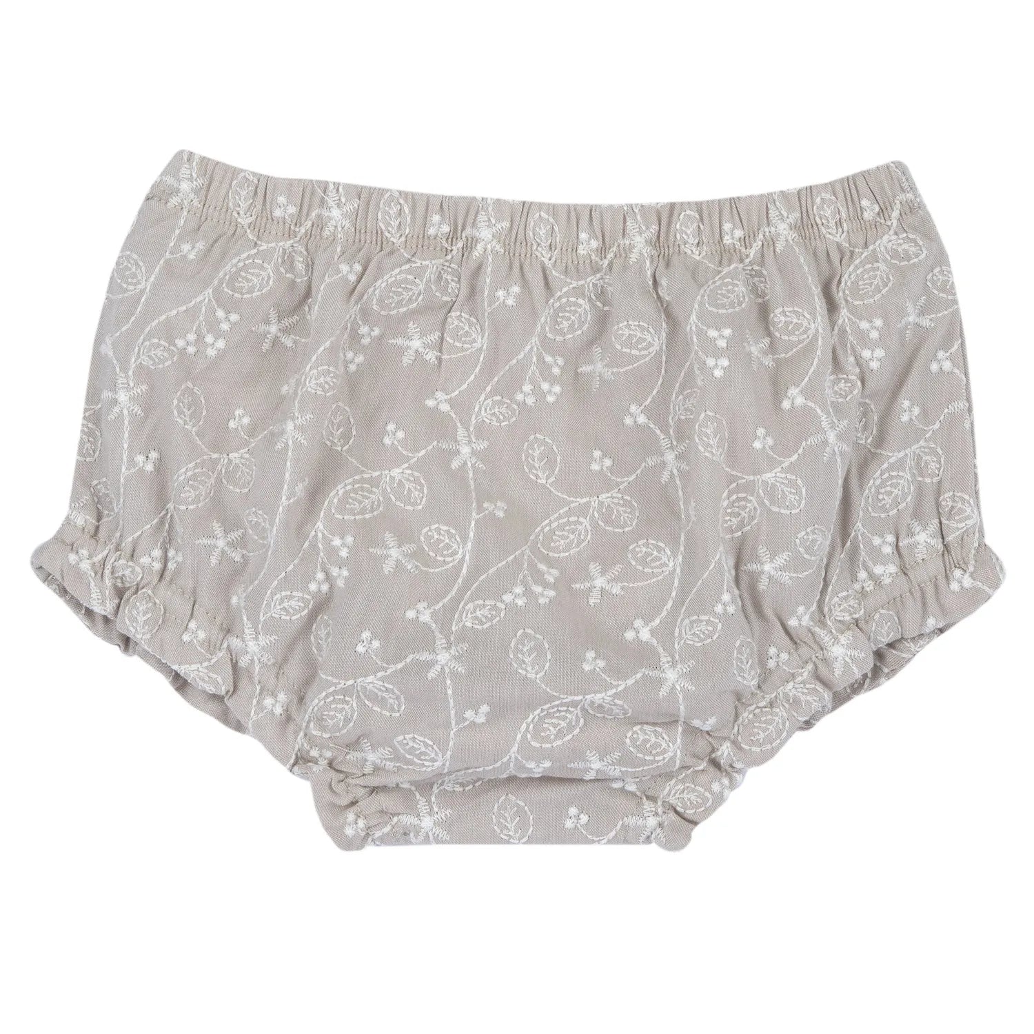 Girls Medium Natural Embroidered Dress with Panties