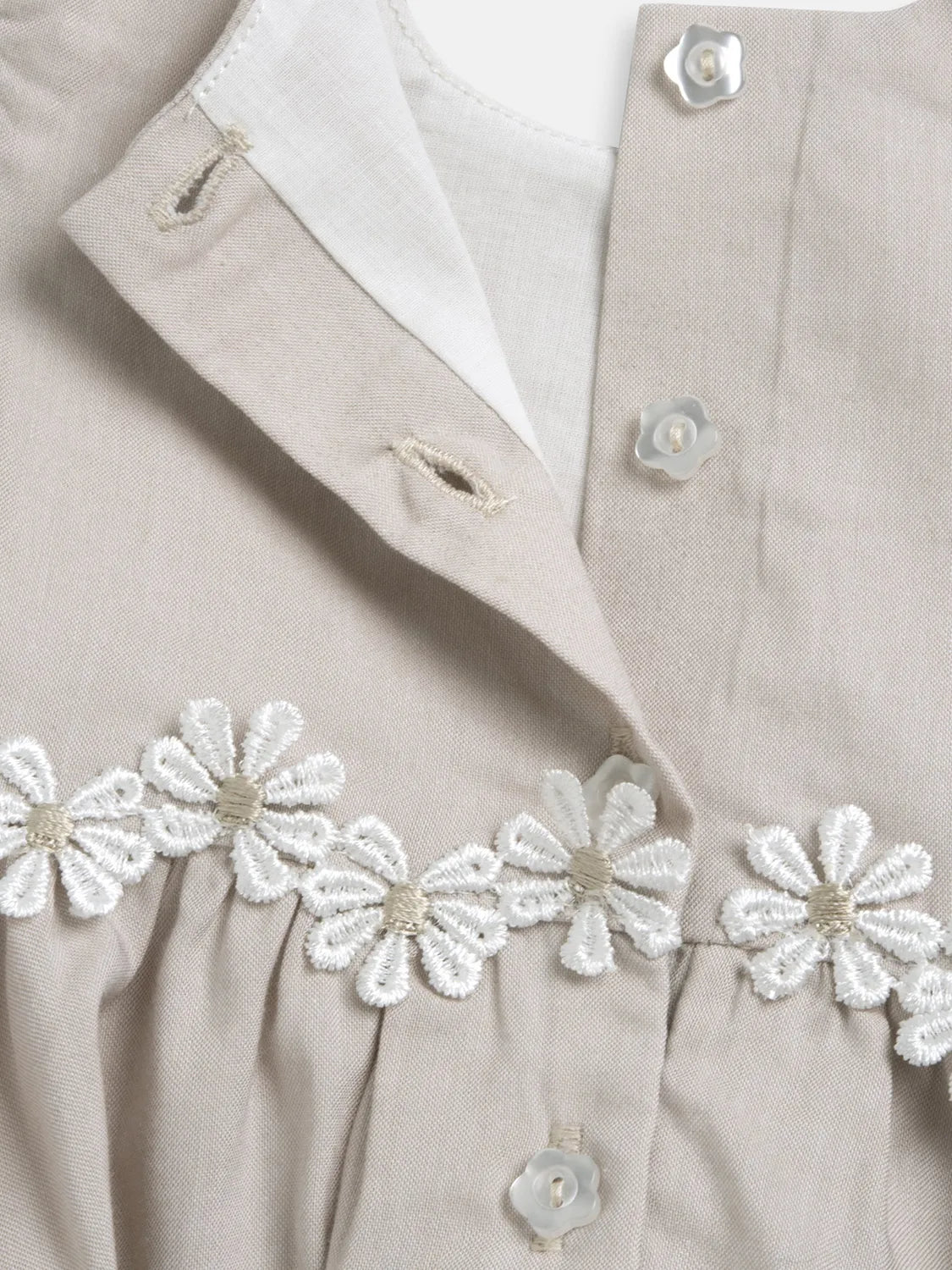 Girls Medium Natural Floral Embellished Dress