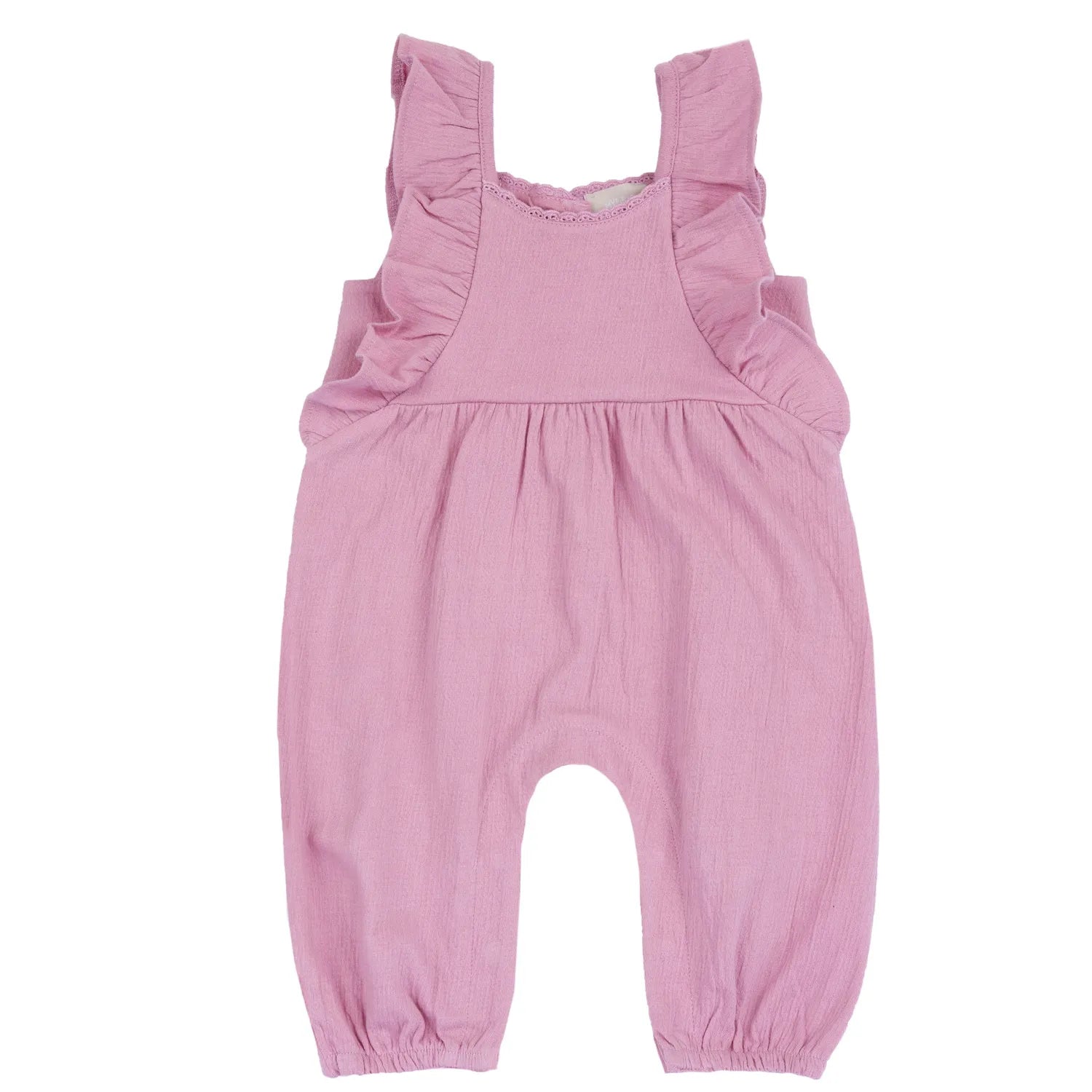 Girls Medium Pink Solid Long Dungaree