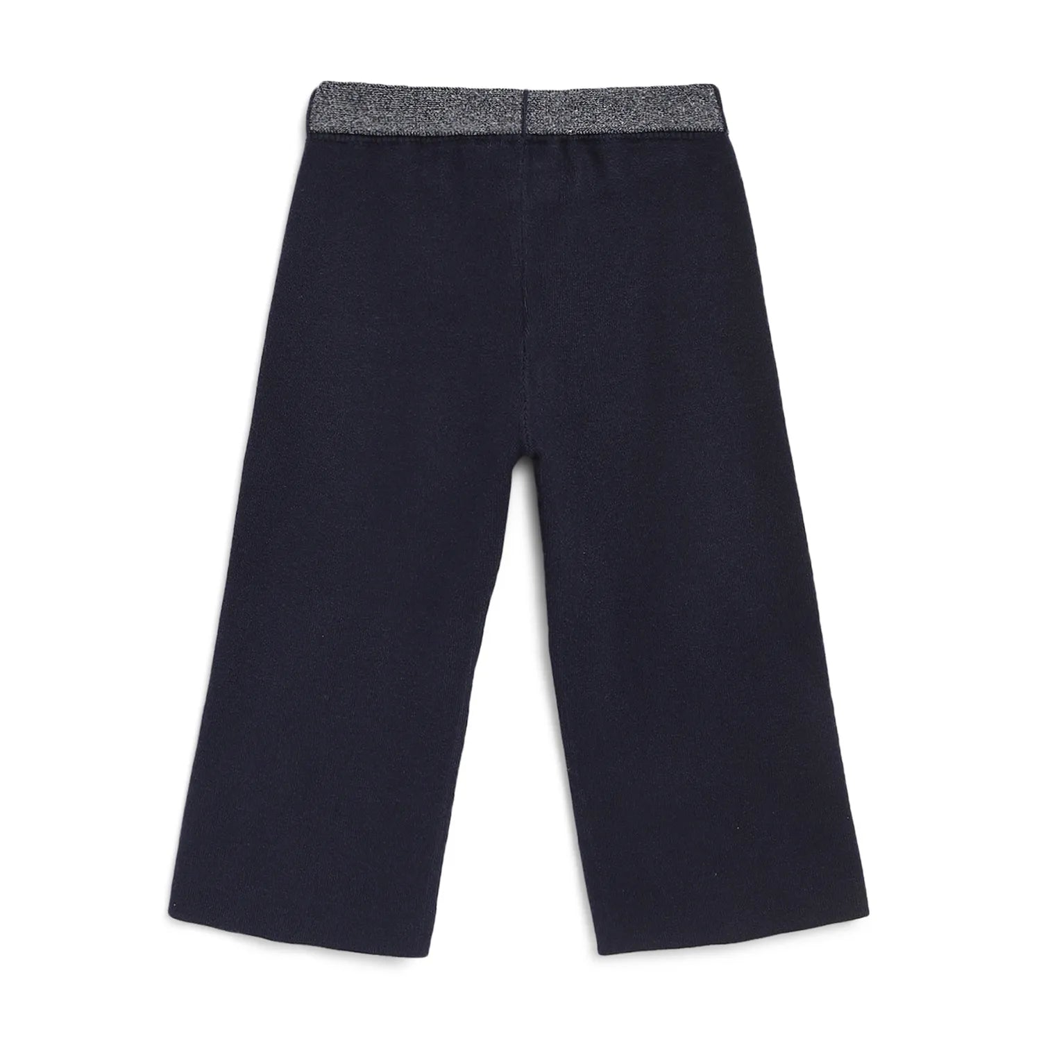 Girls Navy Blue Mid-Rise Parallel Trousers
