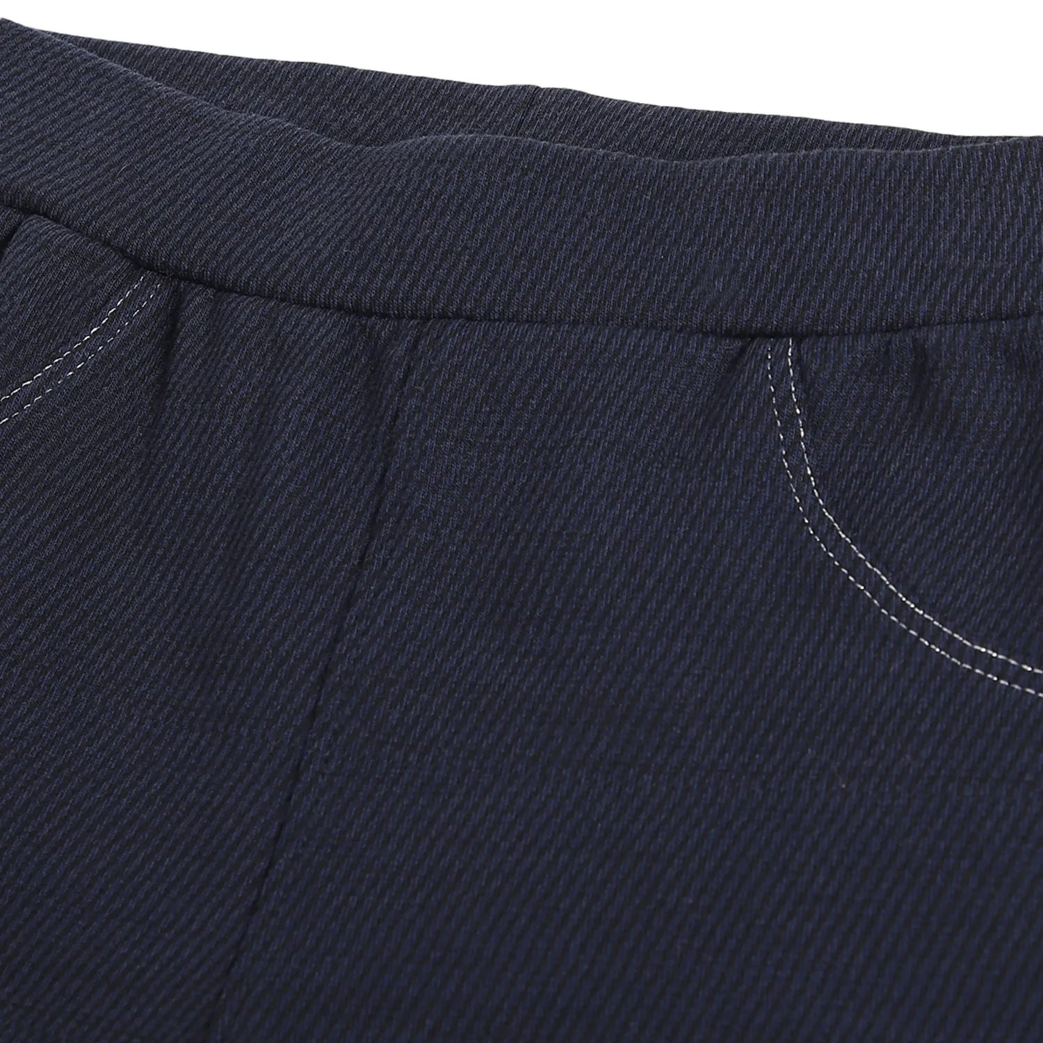 Girls Navy Blue Mid-Rise Relaxed Fit Trousers