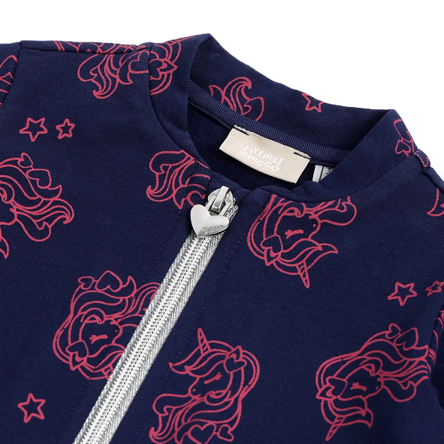 Girls Navy Blue Printed Cardigan