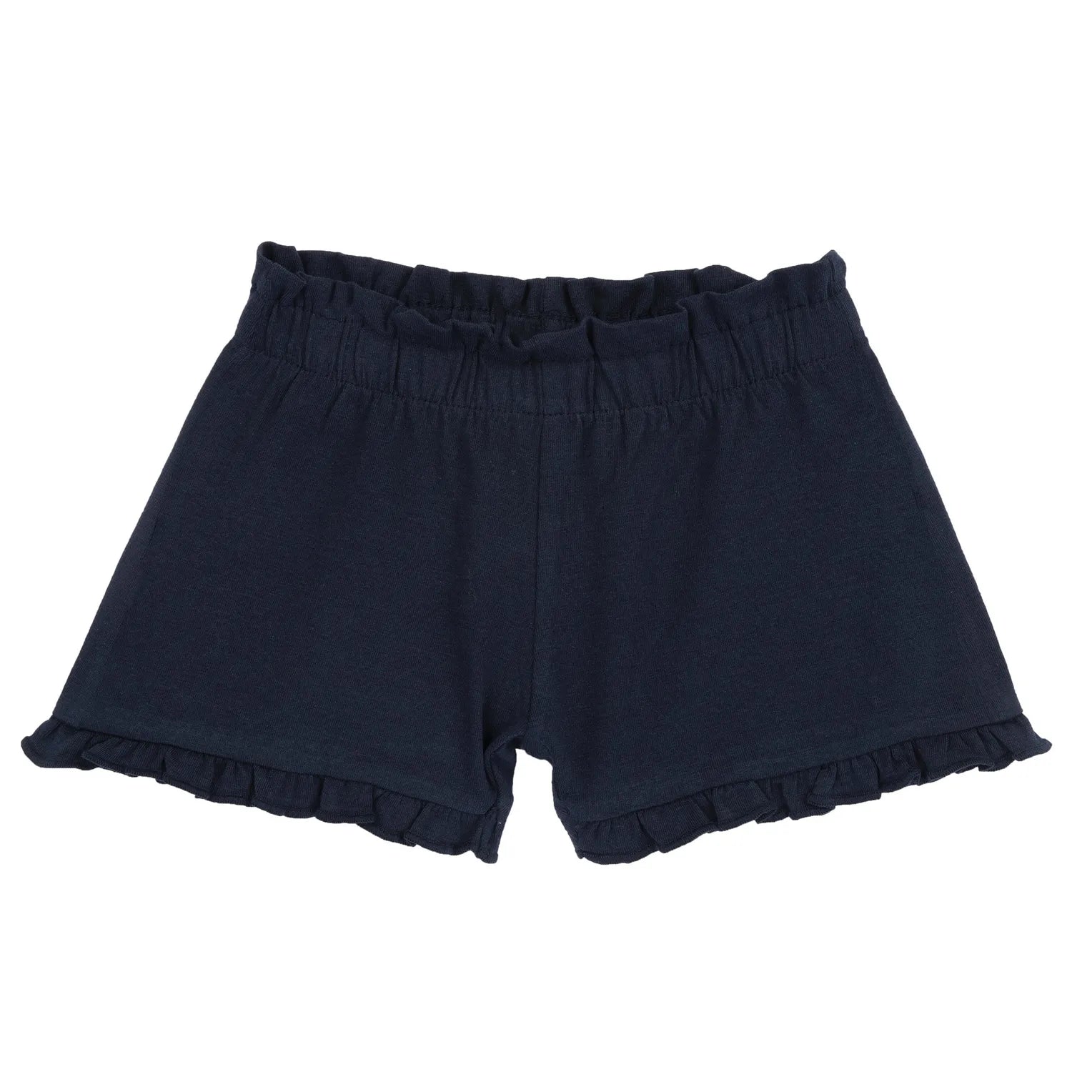 Girls Navy Blue Solid Knitted Shorts