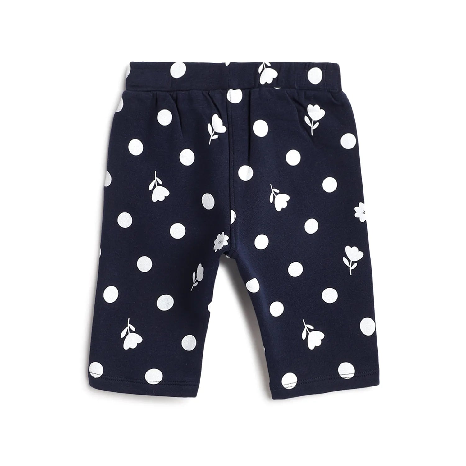 Girls Navy Self Design Trousers