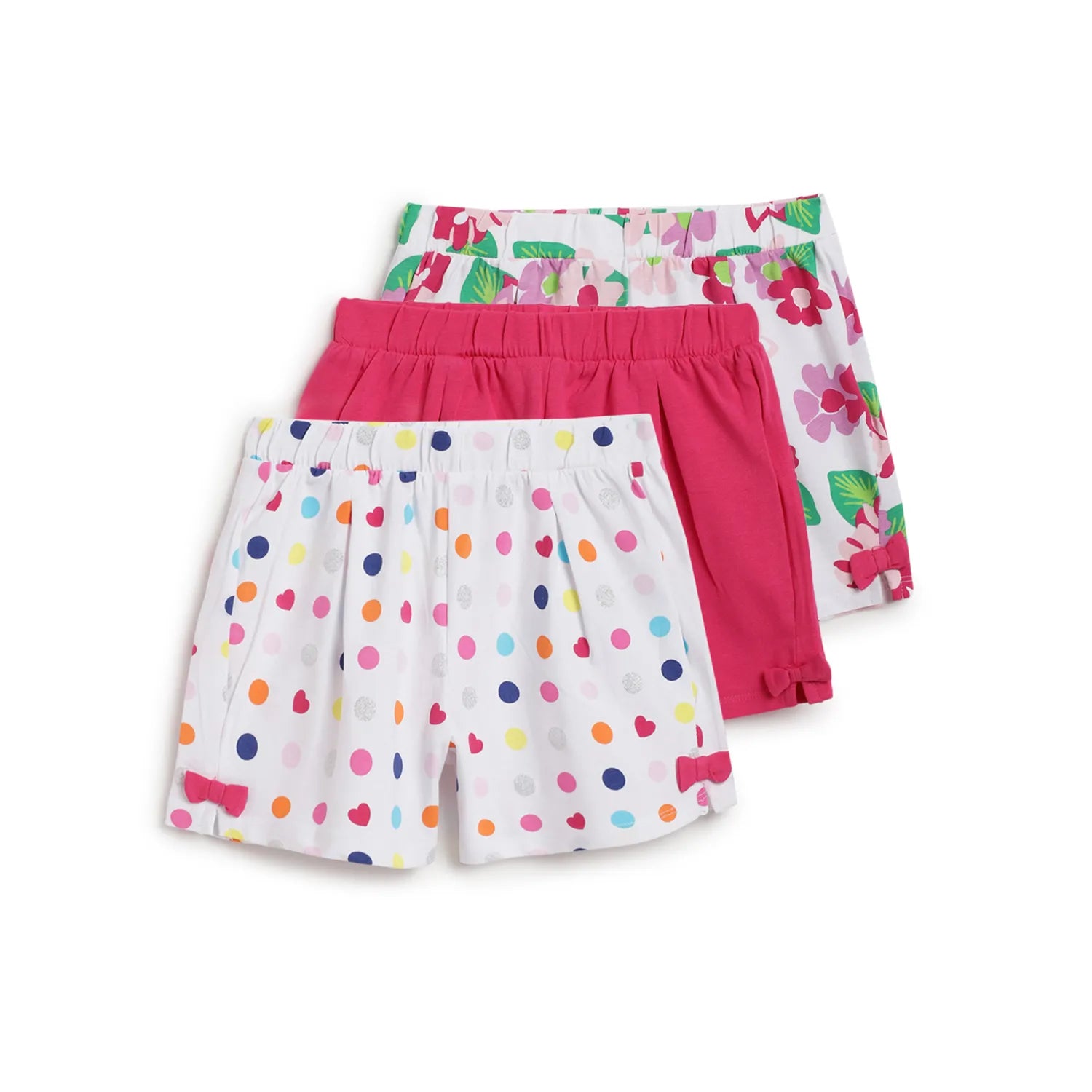 Girls Pack Of 3 Printed Cotton Shorts