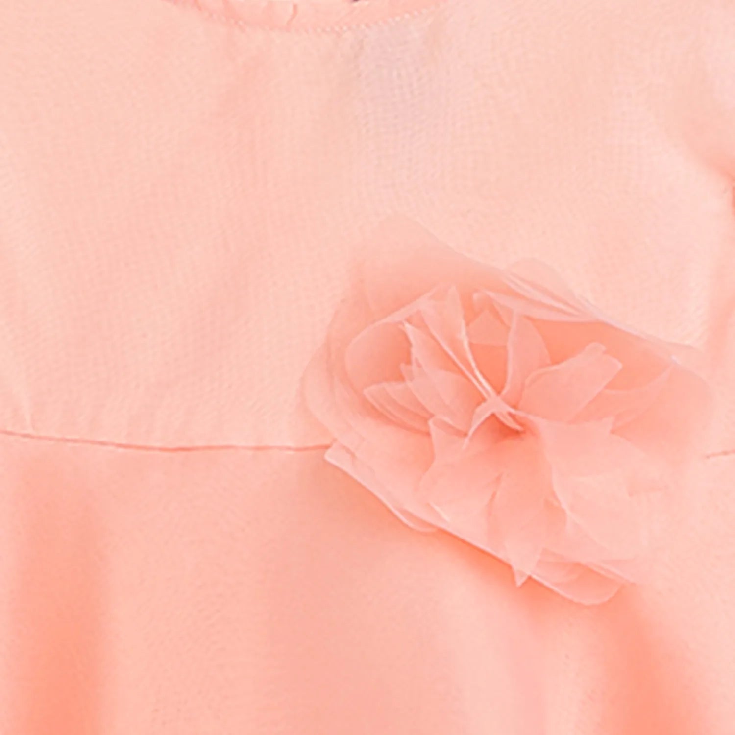 Girls Peach Self Design Dress