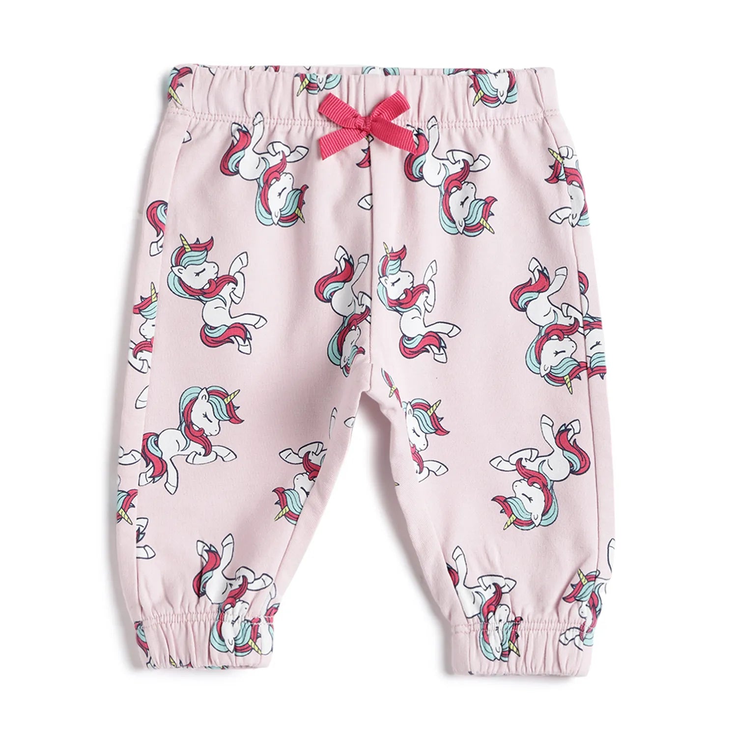 Girls Pink Animal Printed Joggers