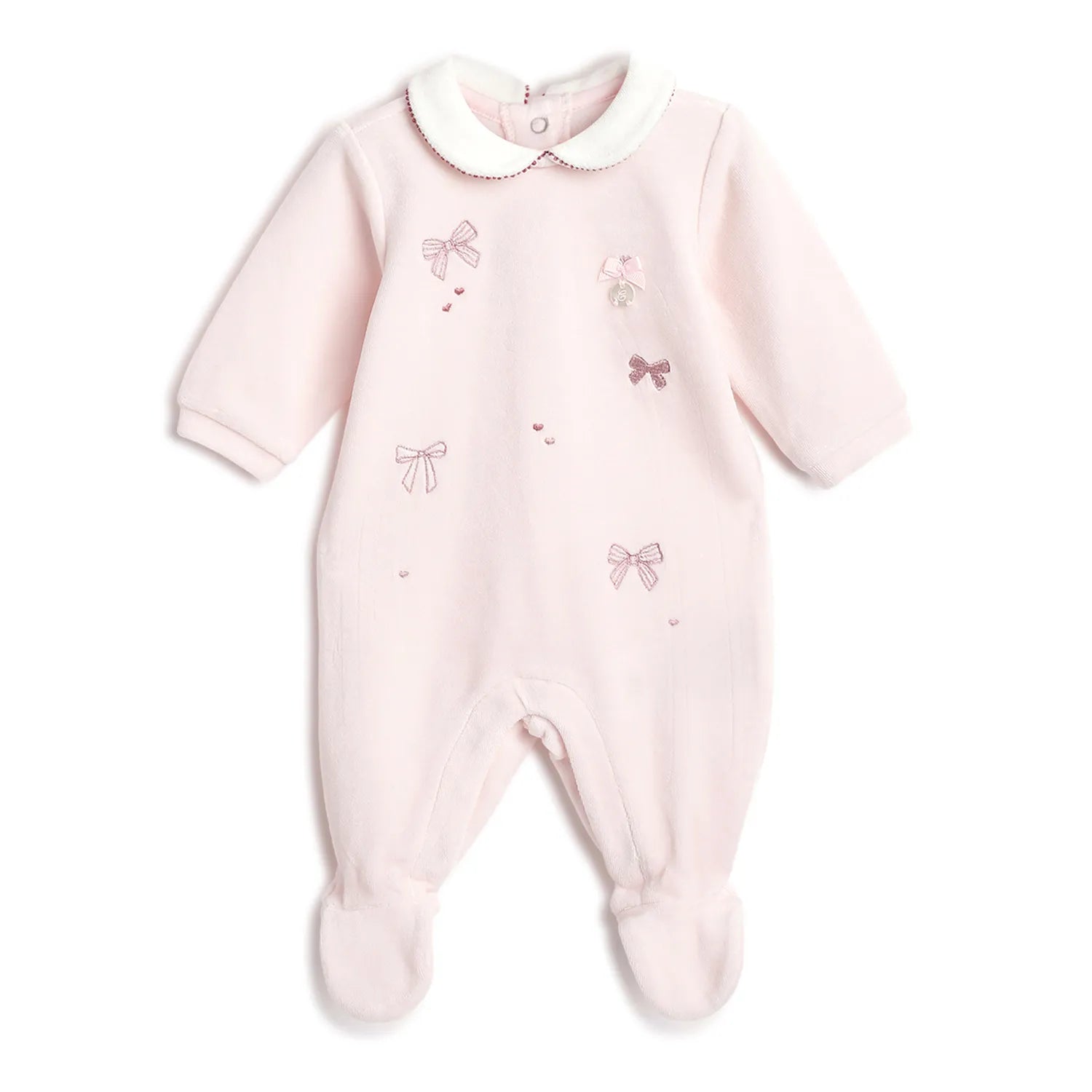 Girls Pink Embellished Leg Opening Babysuit