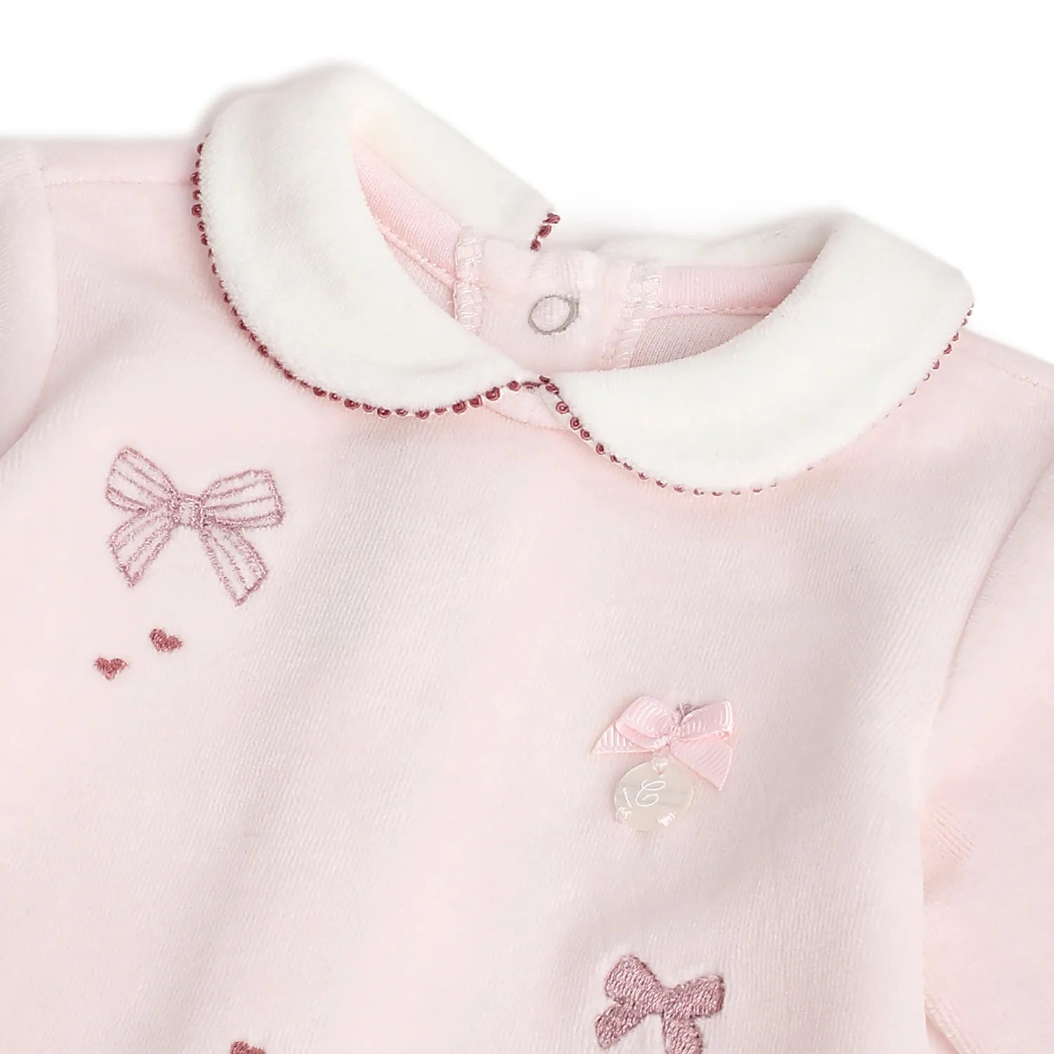 Girls Pink Embellished Leg Opening Babysuit