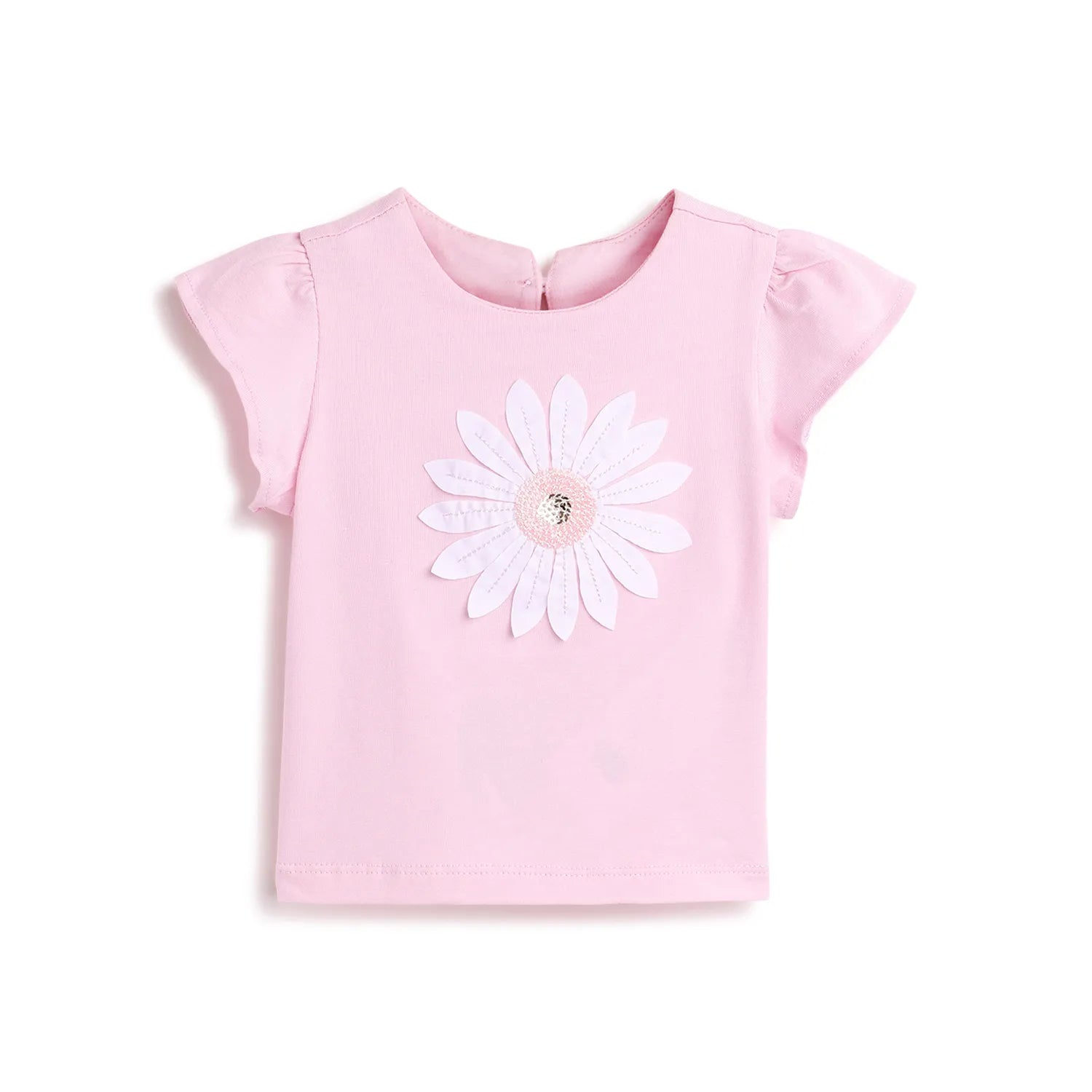 Girls Pink Embellished T-shirt