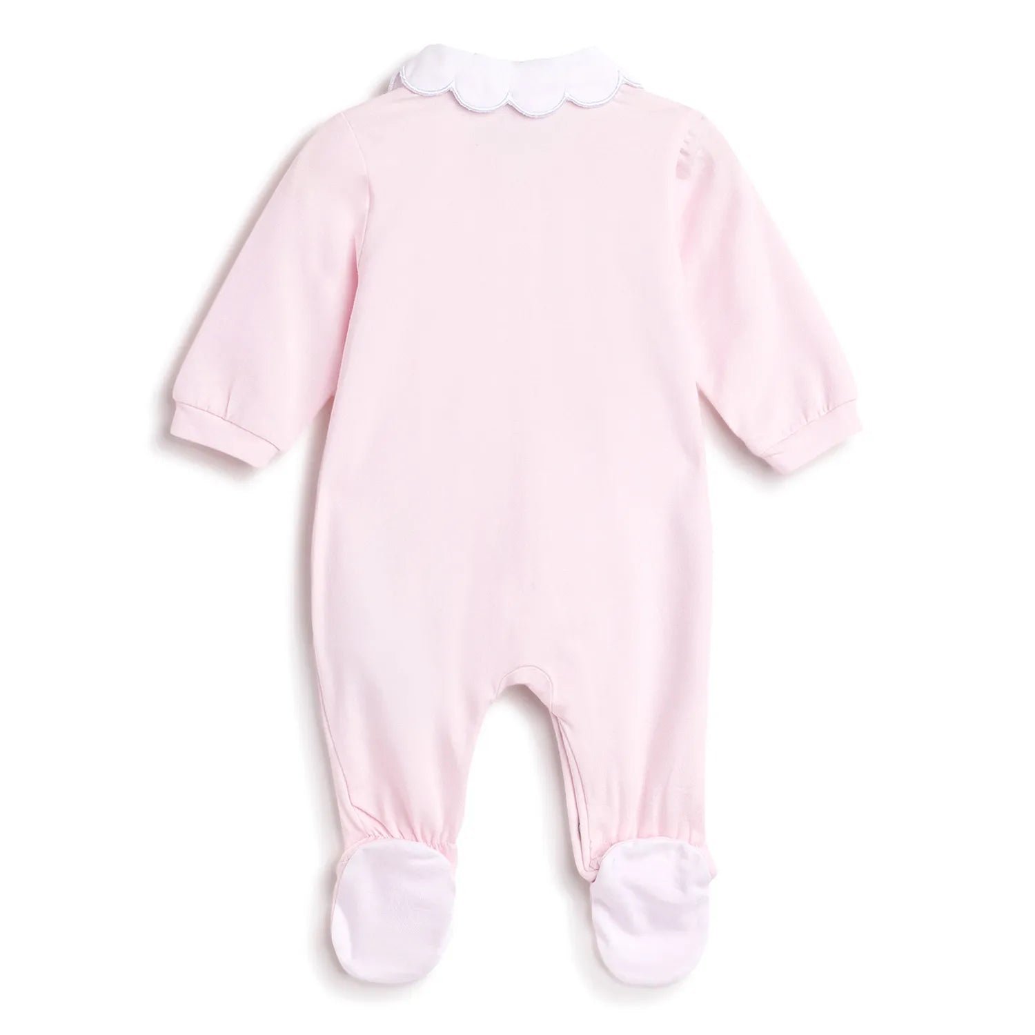 Girls Pink Embroidered Front Opening Babysuit