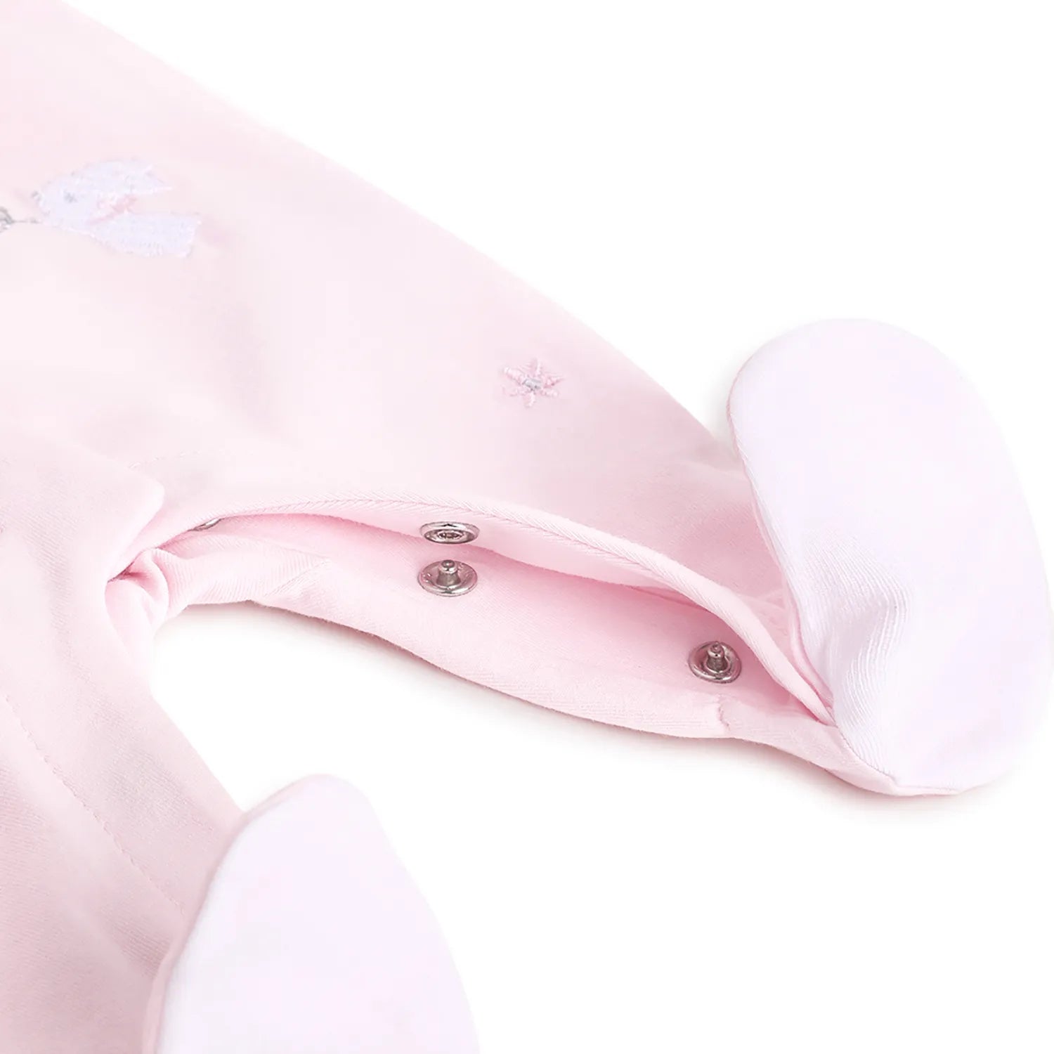 Girls Pink Embroidered Front Opening Babysuit