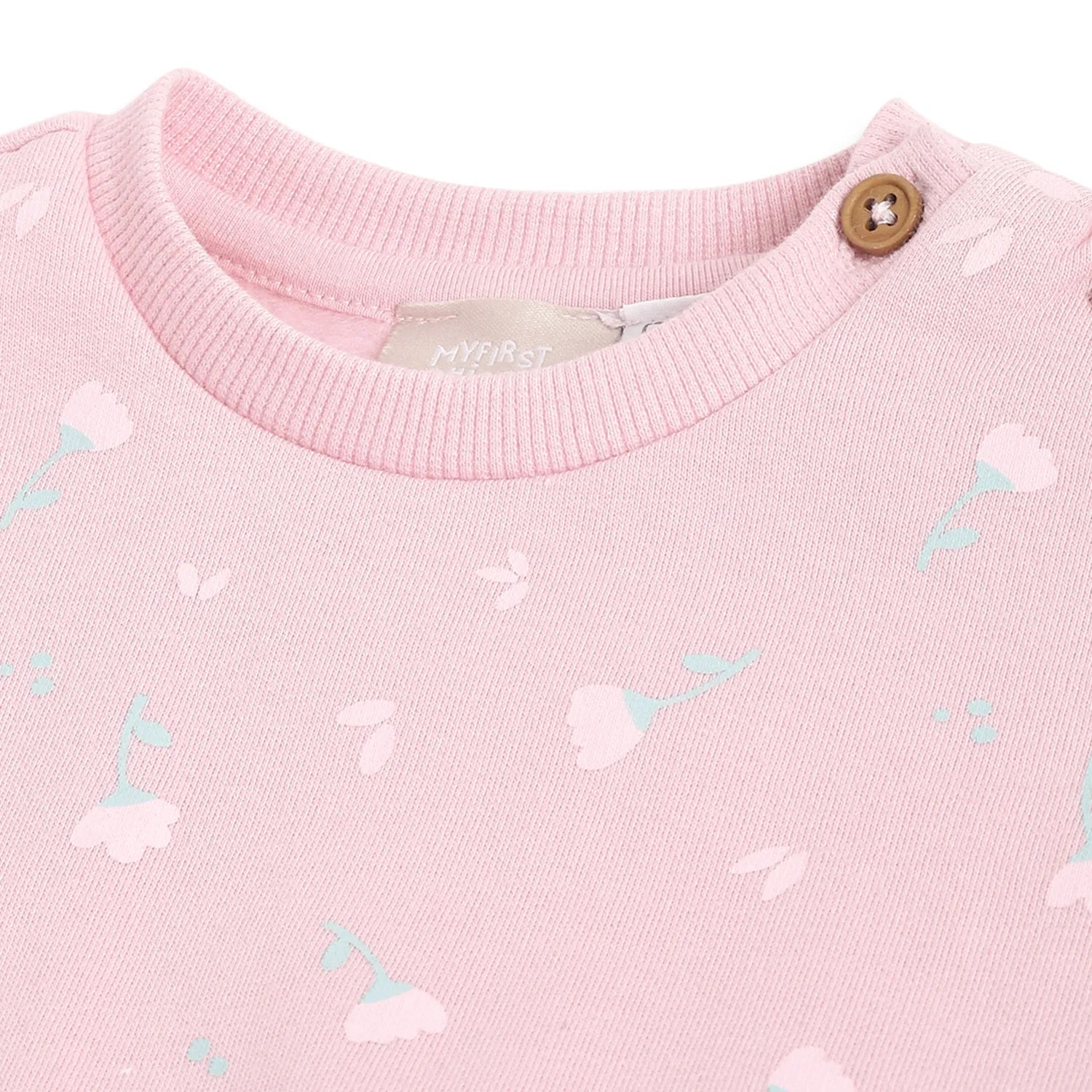 Girls Pink Floral Printed Sweatshirt