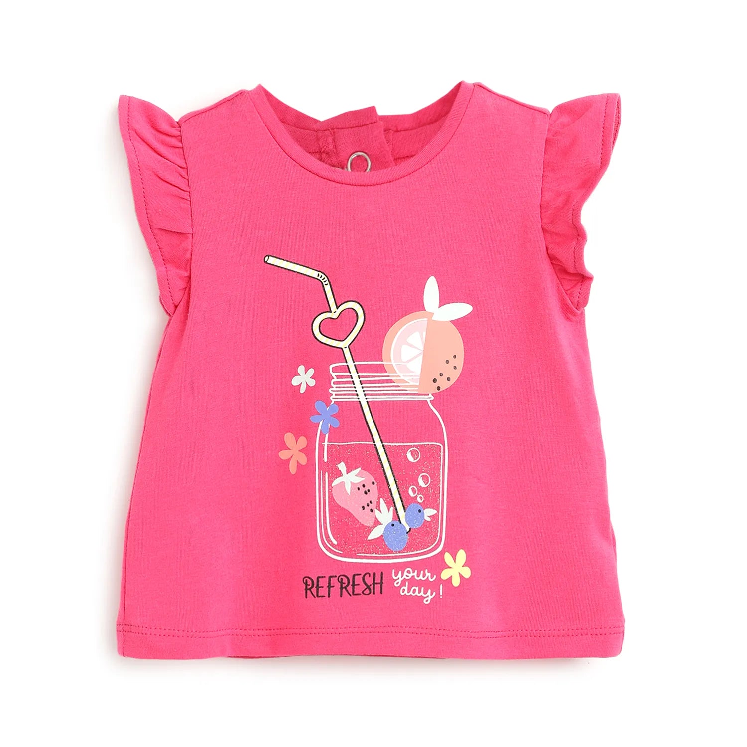 Girls Pink Graphic Printed Top