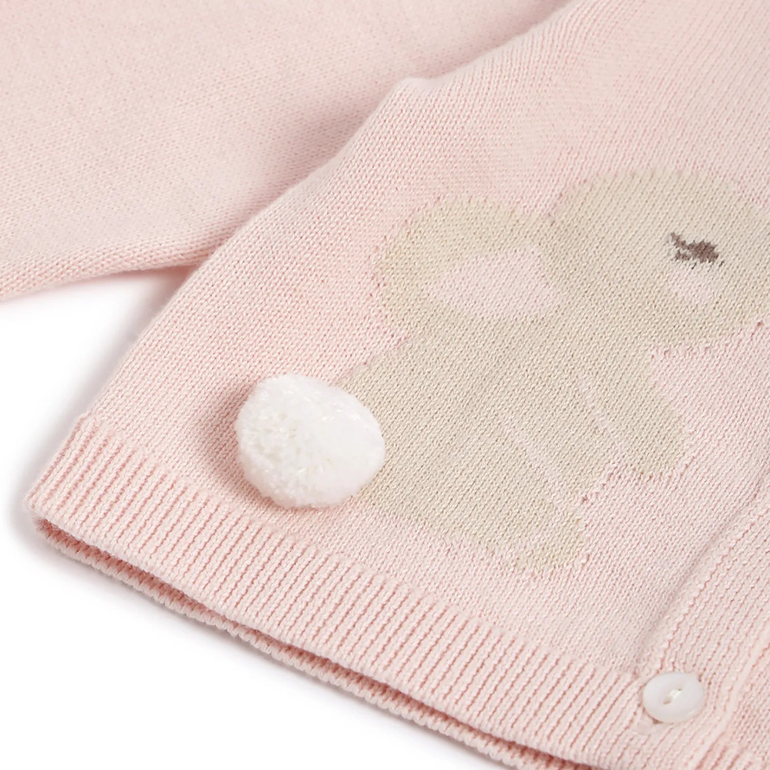 Girls Pink Self Design Cardigan