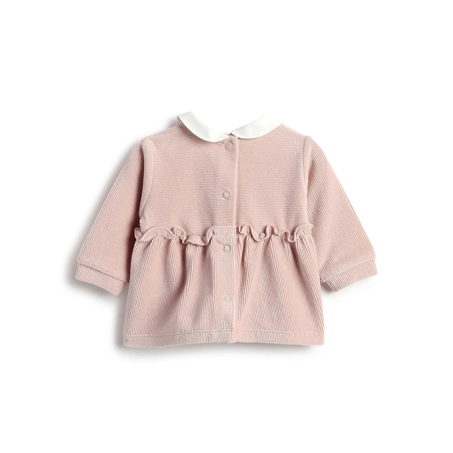 Girls Pink Self Design Sweatshirt with Legging