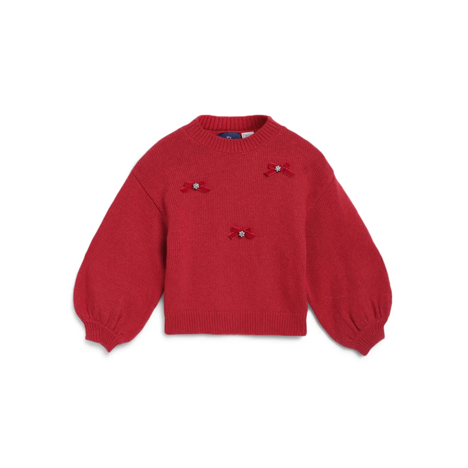 Girls Red Pullover with Embellished Detail
