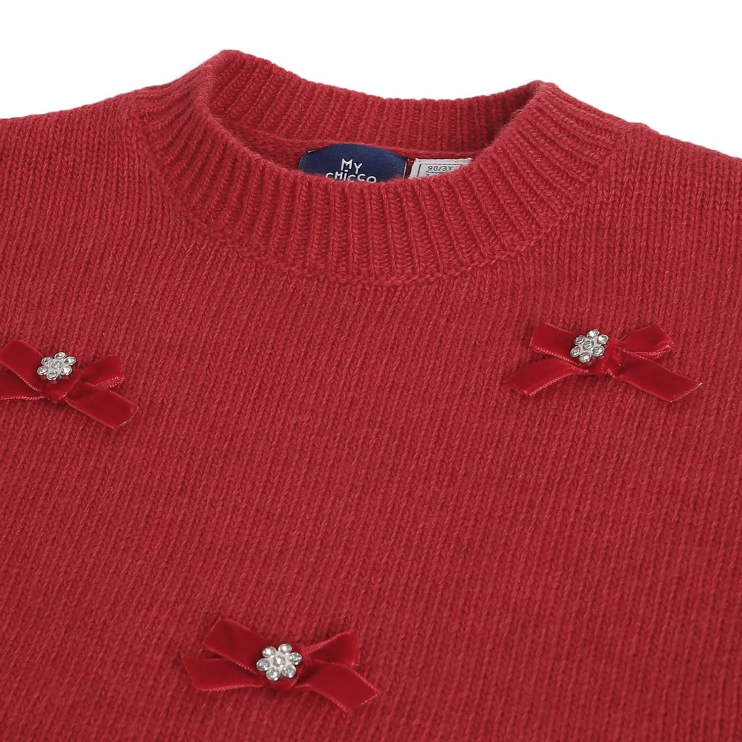 Girls Red Pullover with Embellished Detail