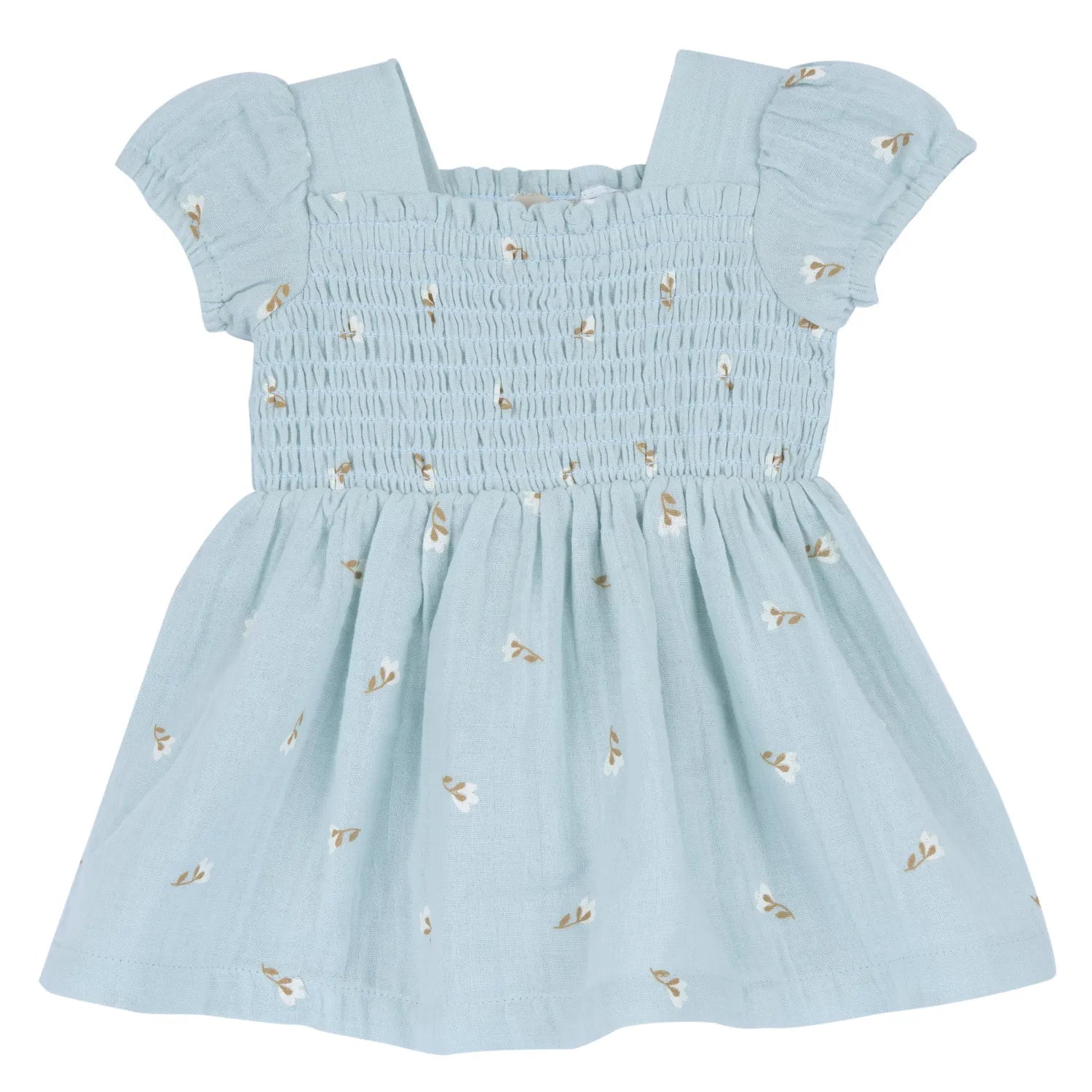 Girls Sea Green Floral Printed Dress
