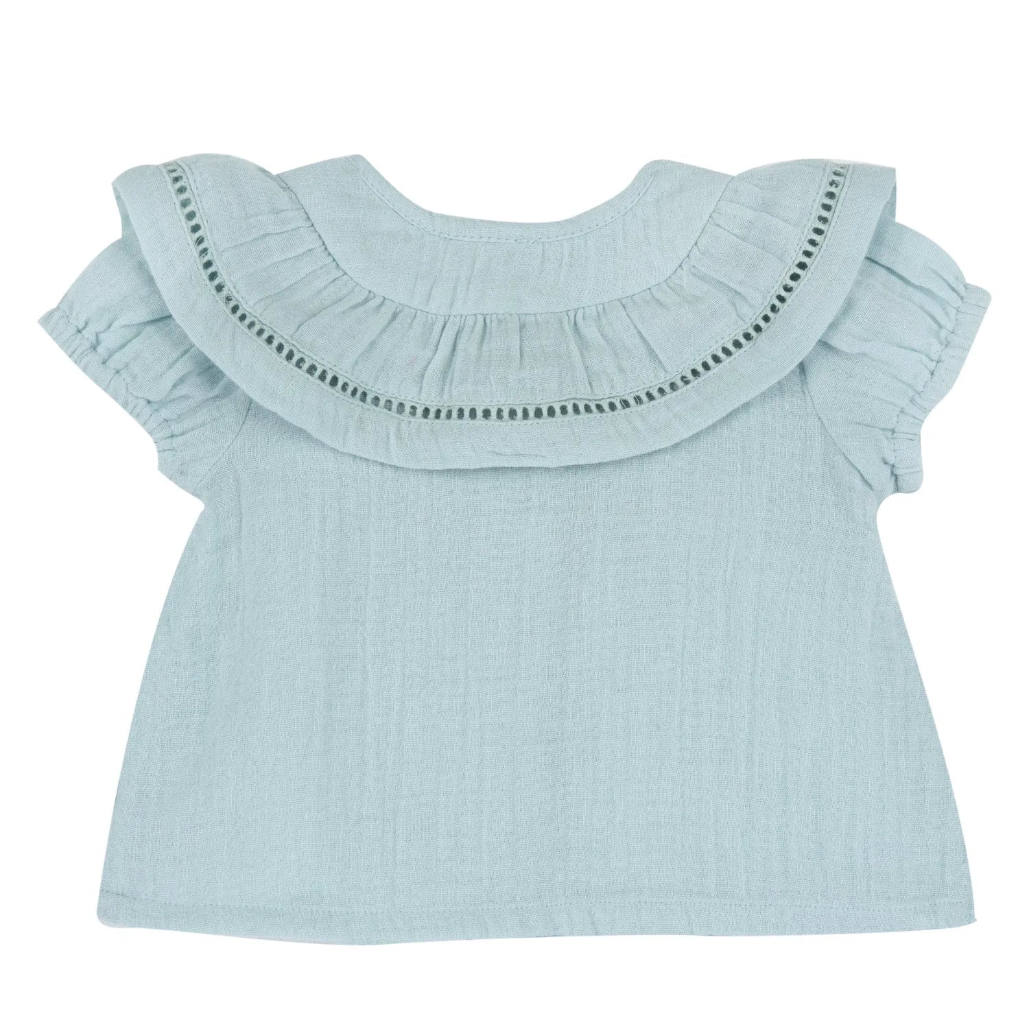 Girls Sea Green Self Design Top