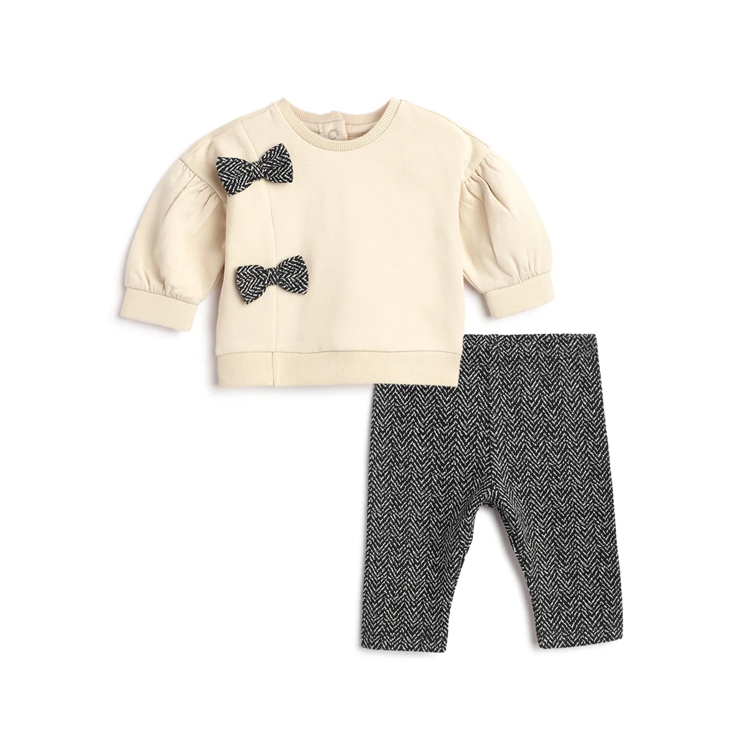 Girls Self Design Sweatshirt With Leggings