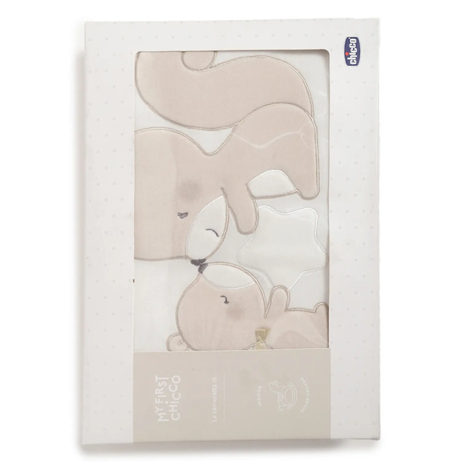 Girls White & Beige Cartoon Characters Pram Blanket