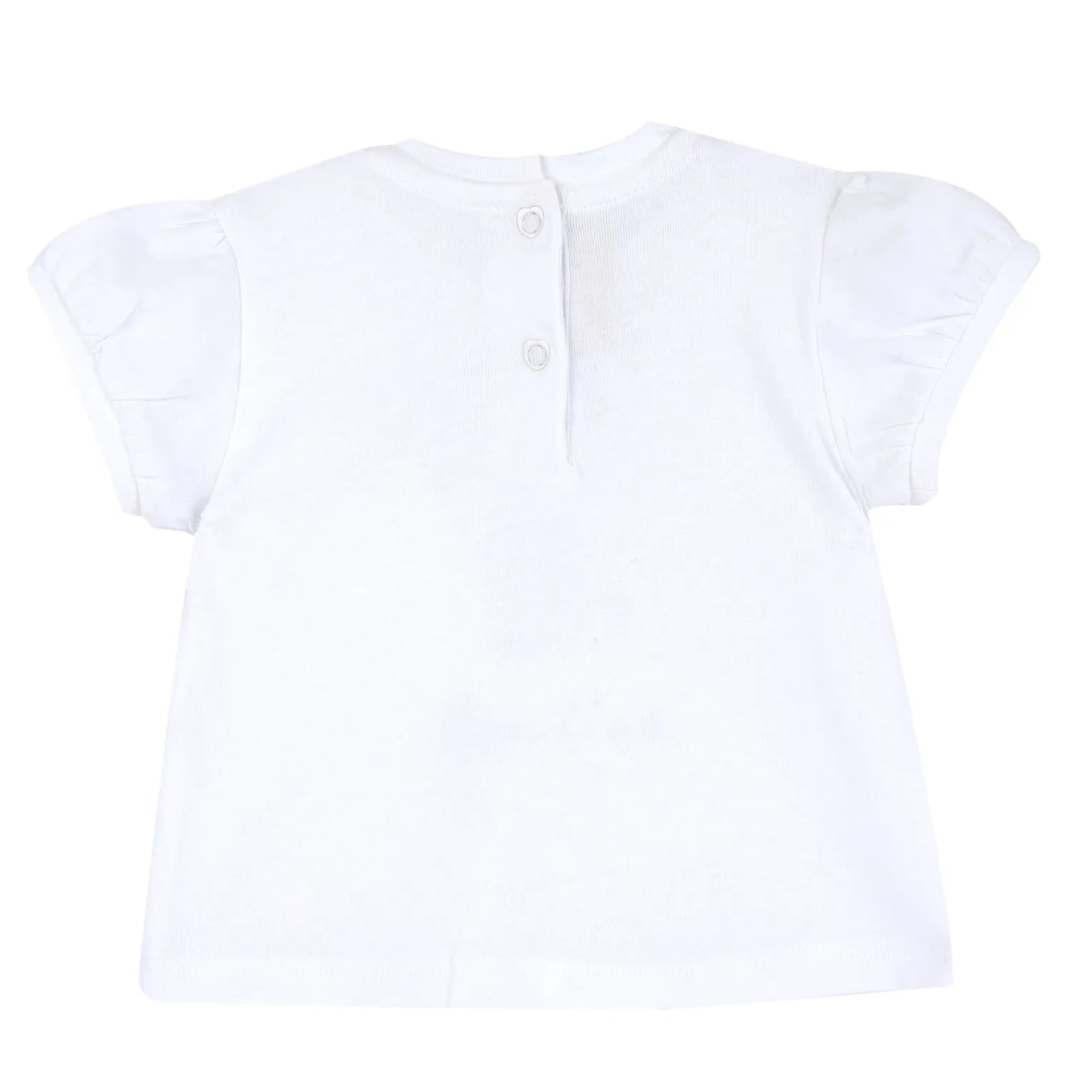 Girls White and Beige Graphic Printed T-shirt