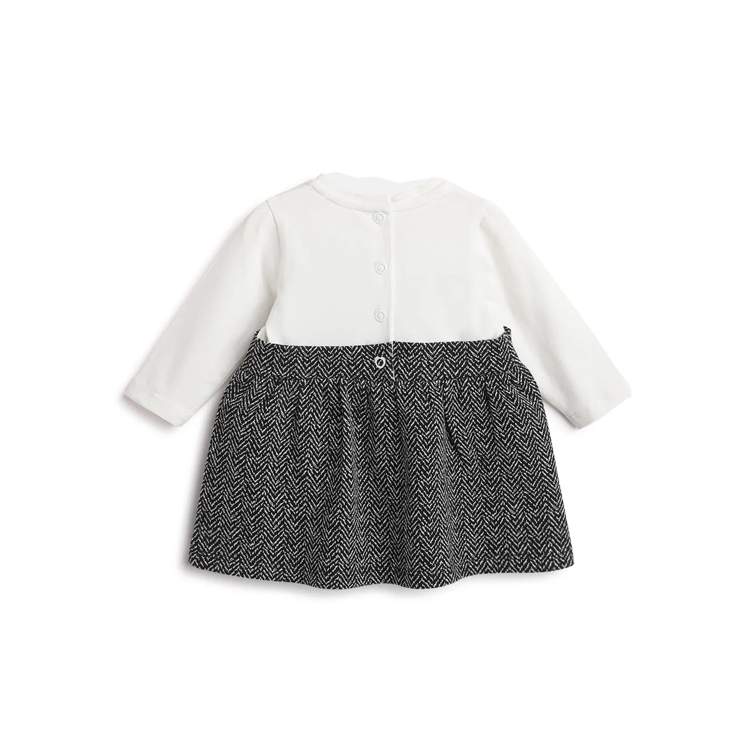 Girls White & Black Chevron Dress